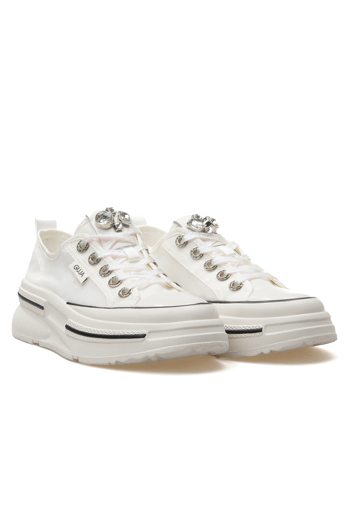 Kadın Taş Detaylı Sneaker Günlük Ayakkabı 25y 25y389 Z Beyaz - Görsel 6