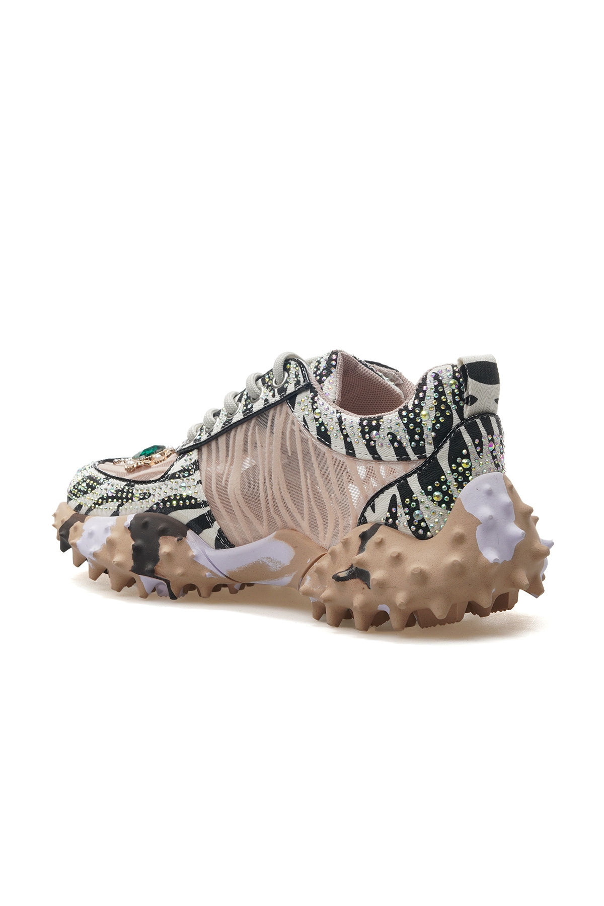 Kadın Taş Detaylı Sneaker Günlük Ayakkabı 25y 25y338 Z Bej - Görsel 4