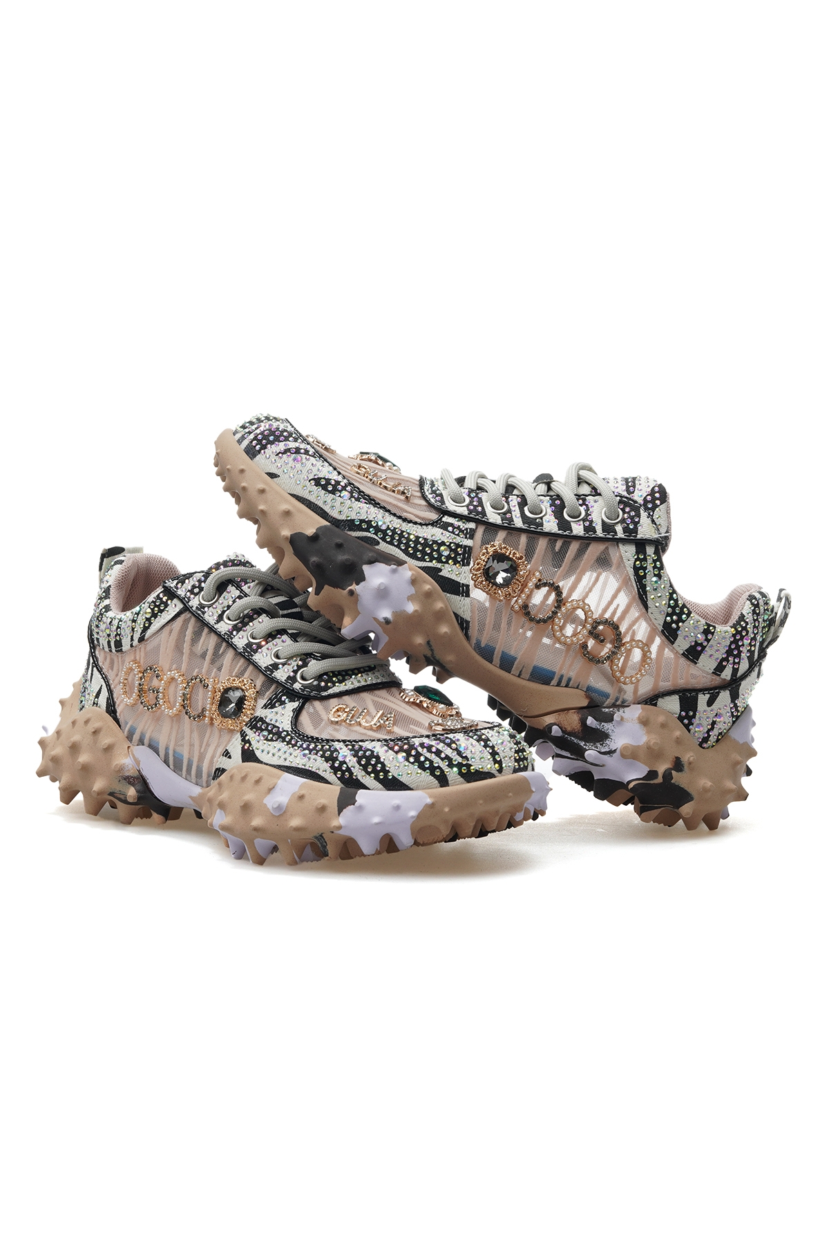 Kadın Taş Detaylı Sneaker Günlük Ayakkabı 25y 25y338 Z Bej - Görsel 7