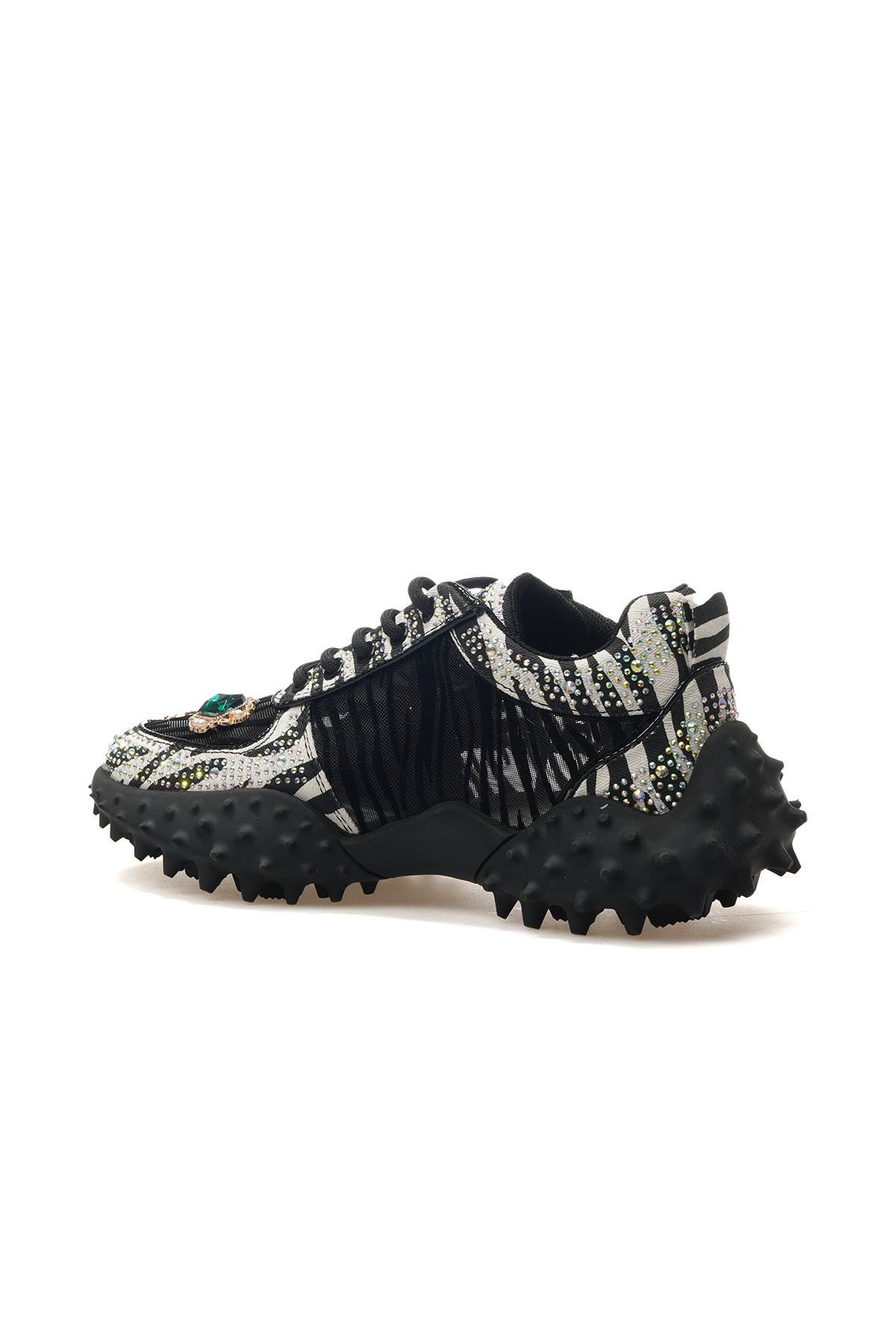 Kadın Taş Detaylı Sneaker Günlük Ayakkabı 25y 25y338 Z Siyah - Görsel 4