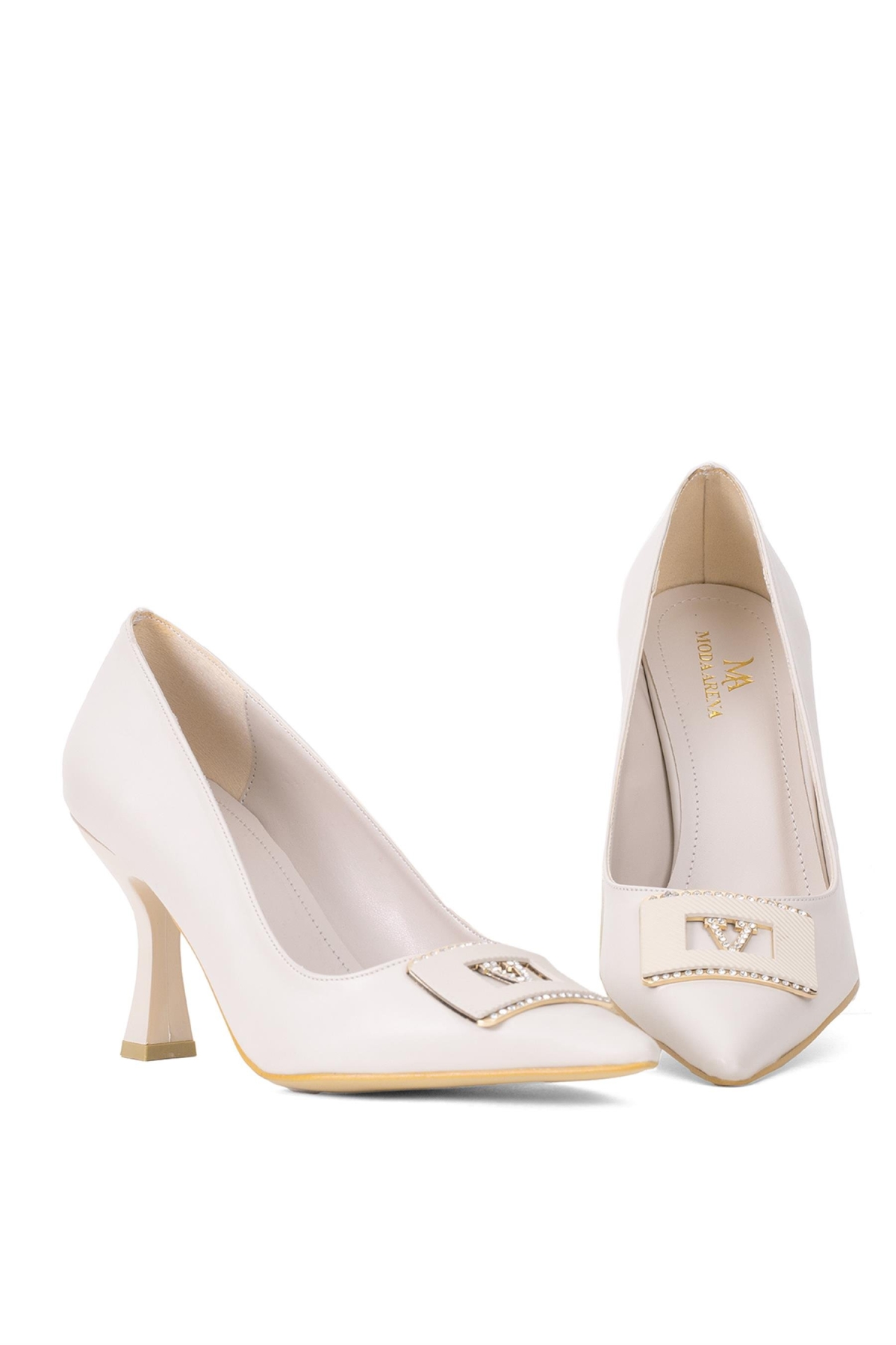 Elit Brk322C Kadın Tokalı Klasik Topuklu Ayakkabı Ten - Görsel 5