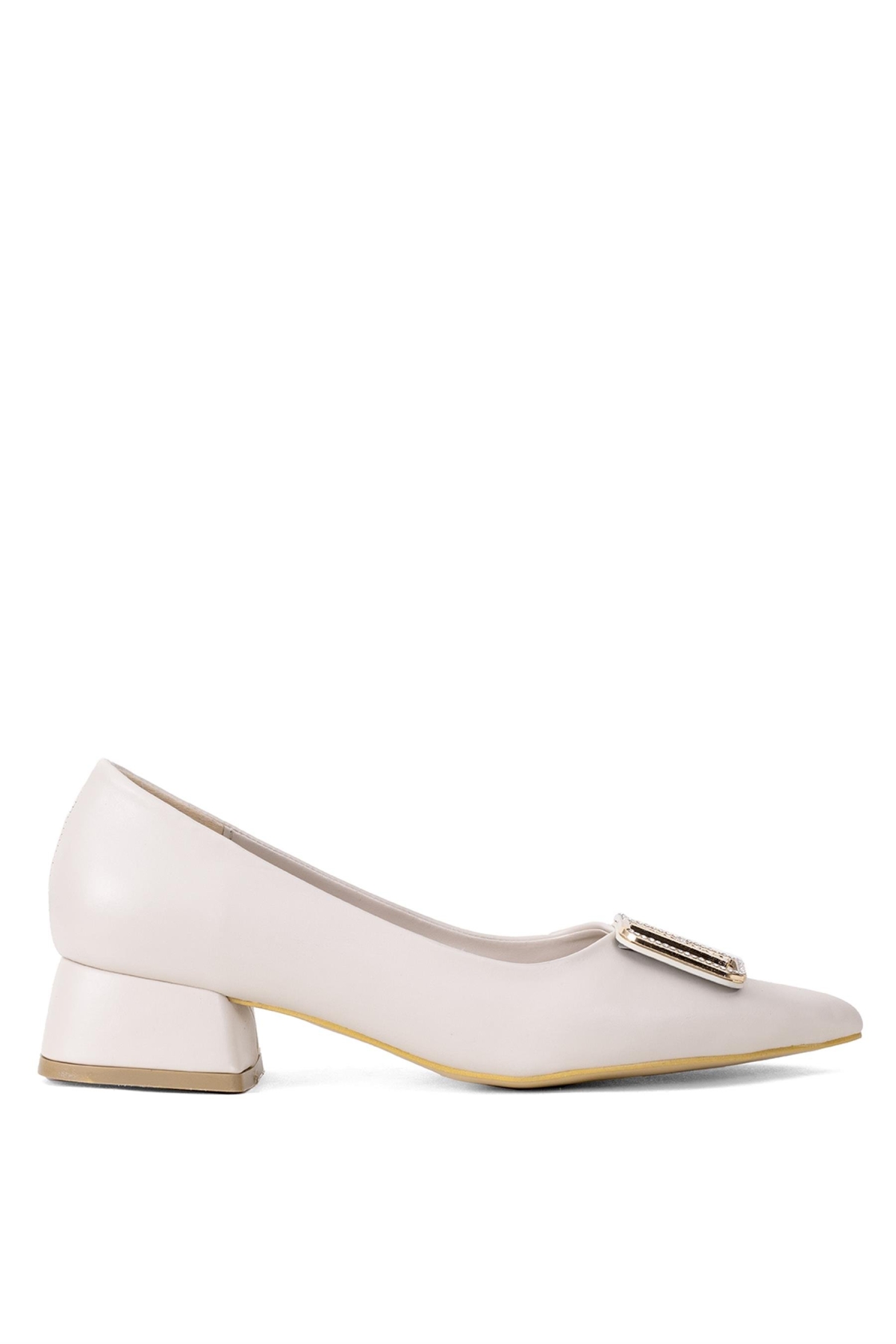 Elit Brk1904C Kadın Tokalı Klasik Alçak Topuklu Ayakkabı Ten - Görsel 2