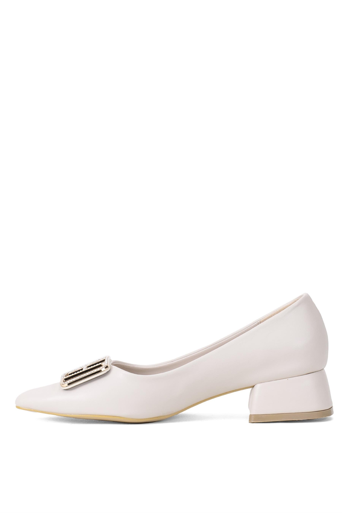 Elit Brk1904C Kadın Tokalı Klasik Alçak Topuklu Ayakkabı Ten - Görsel 4