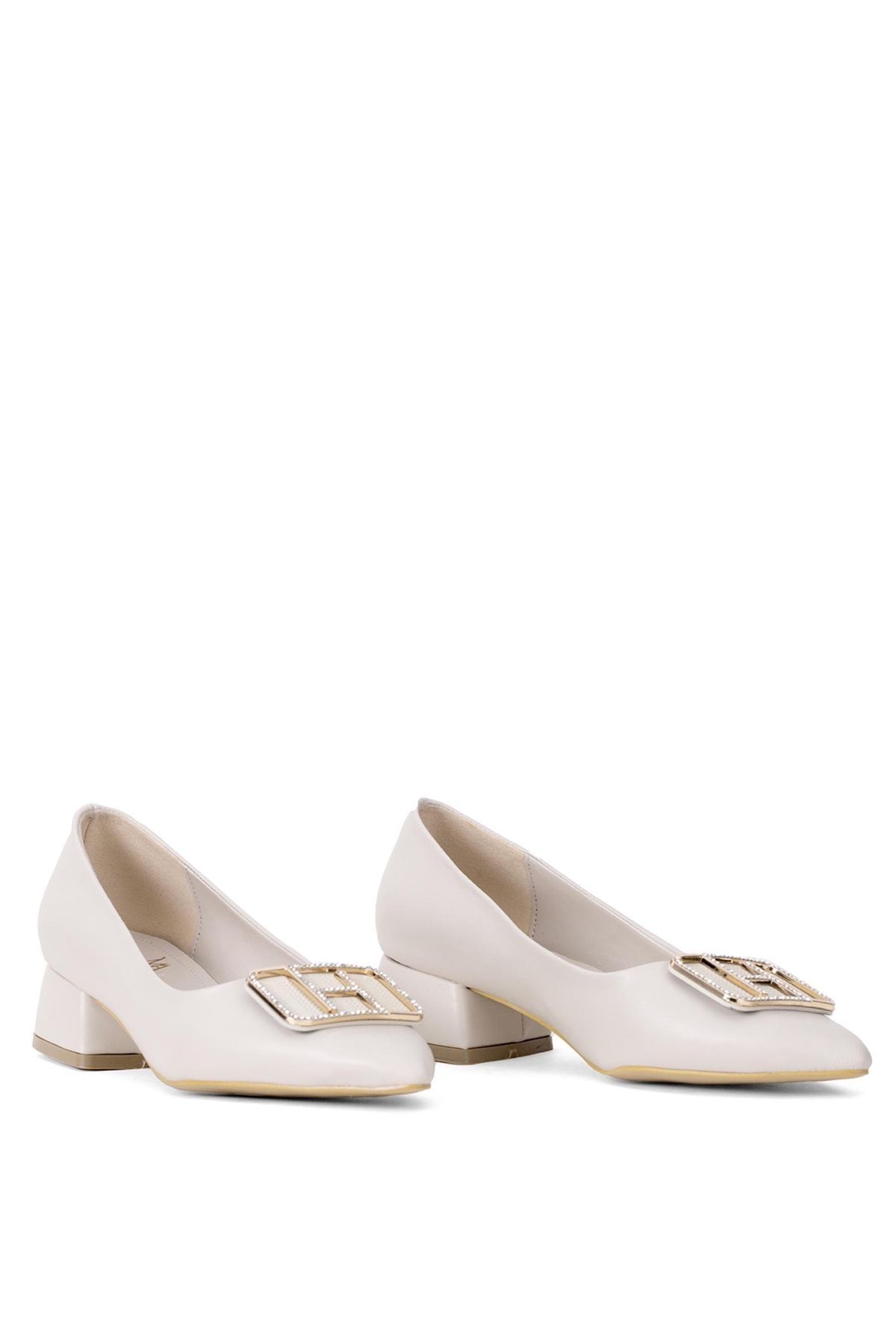 Elit Brk1904C Kadın Tokalı Klasik Alçak Topuklu Ayakkabı Ten - Görsel 5