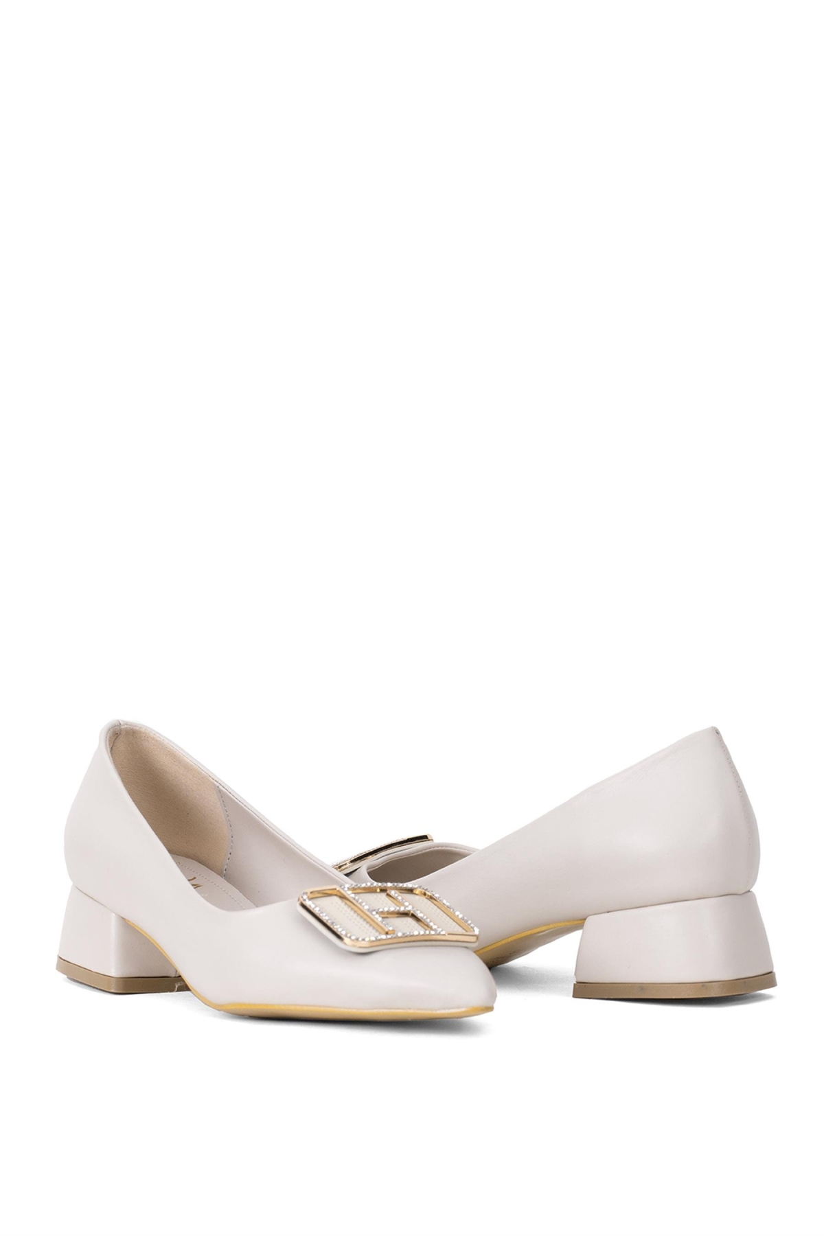 Elit Brk1904C Kadın Tokalı Klasik Alçak Topuklu Ayakkabı Ten - Görsel 6