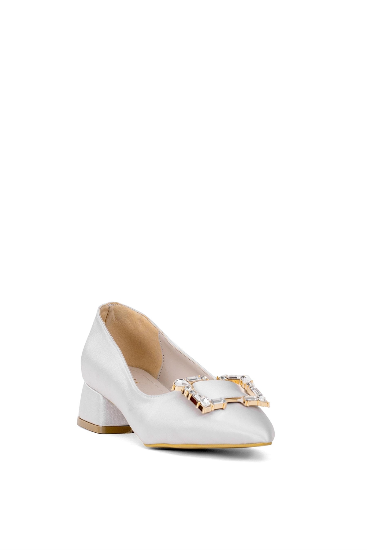 Elit Brk1913S Kadın Tokalı Klasik Alçak Topuklu Ayakkabı Gri - Görsel 3