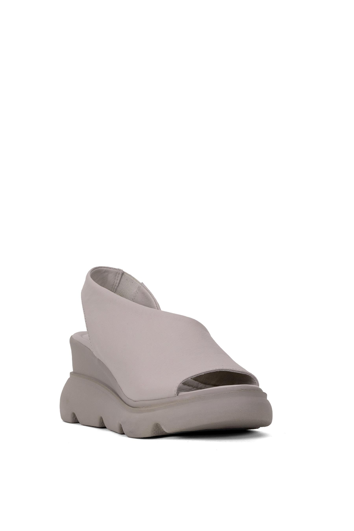 Elit Lyna Kadın Hakiki Deri Dolgu Topuk Sandalet Gri - Görsel 5
