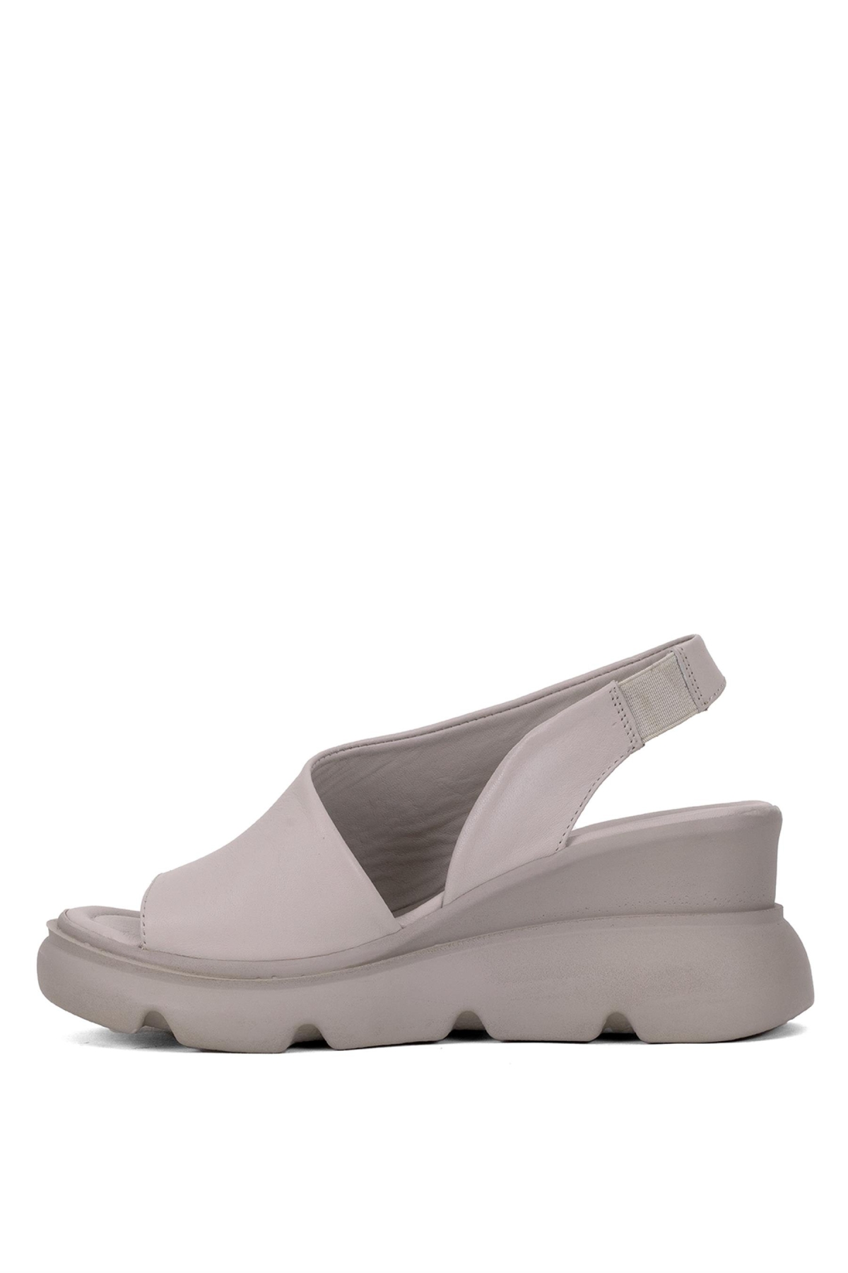 Elit Lyna Kadın Hakiki Deri Dolgu Topuk Sandalet Gri - Görsel 6