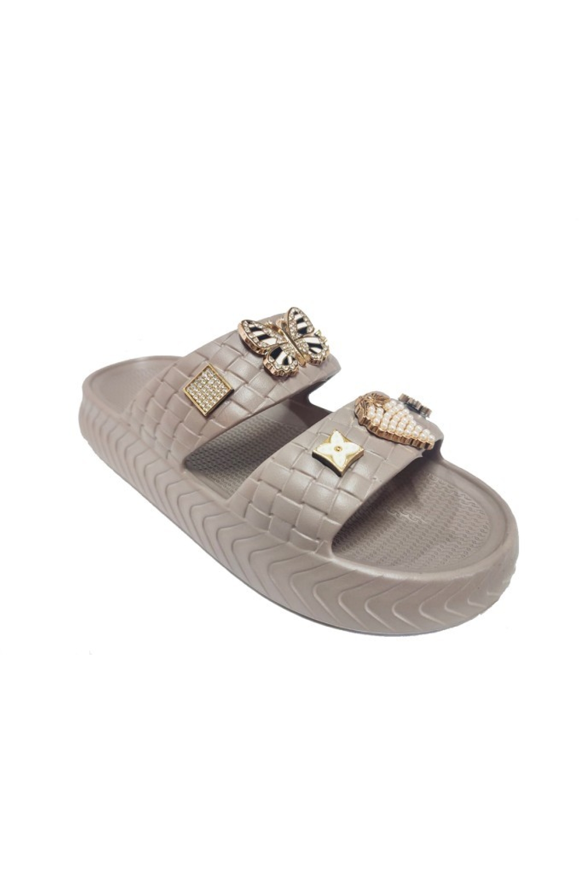 E800-17-25 Yeni Örgülü Taşli Kadın Terlik - Görsel 2