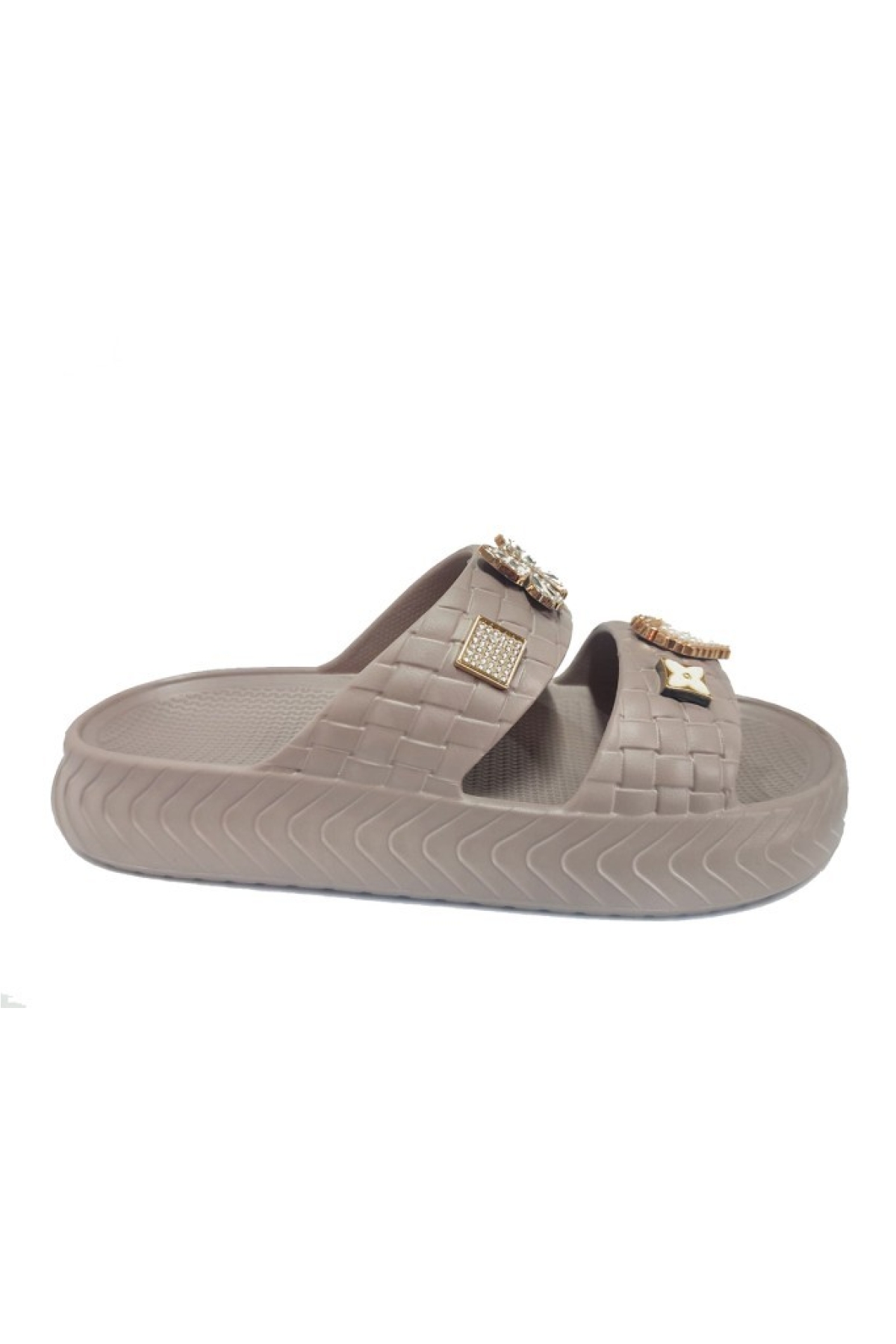 E800-17-25 Yeni Örgülü Taşli Kadın Terlik - Görsel 4