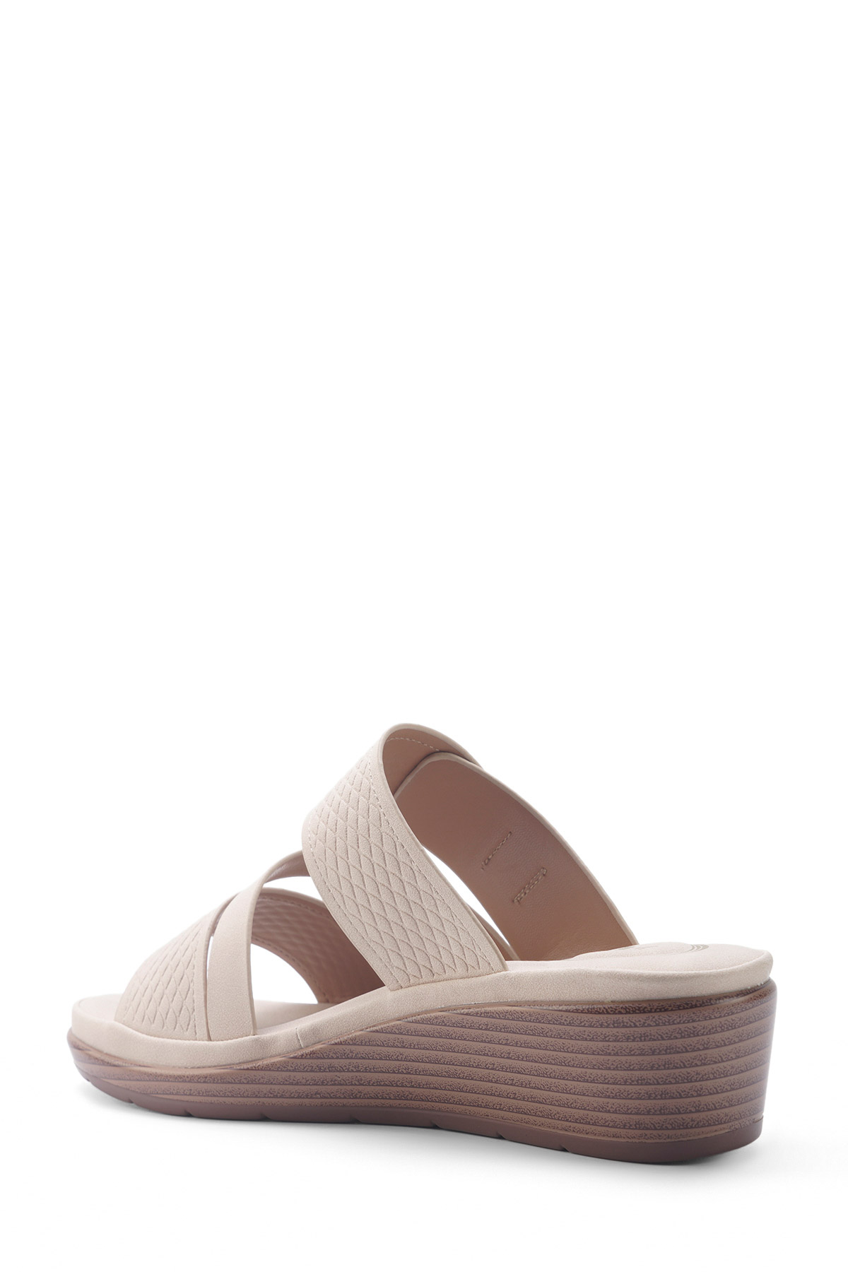105511.Z5FX Bej Kadın Dolgu Topuk Terlik - Görsel 4