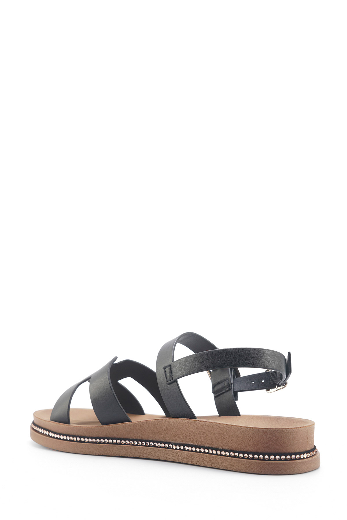 325093.Z 5FX Siyah Kadın Düz Sandalet - Görsel 4