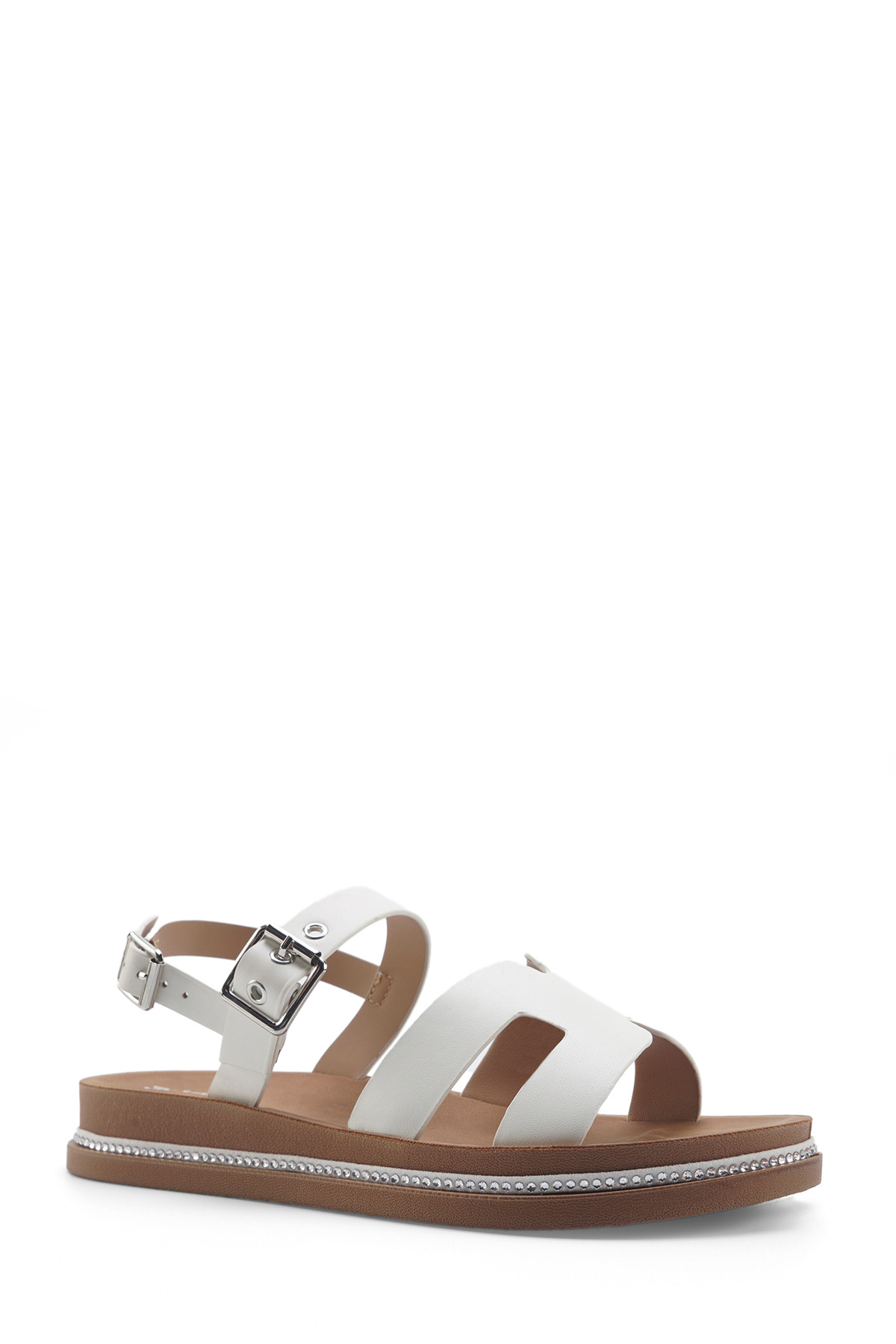 325093.Z 5FX Beyaz Kadın Düz Sandalet - Görsel 3