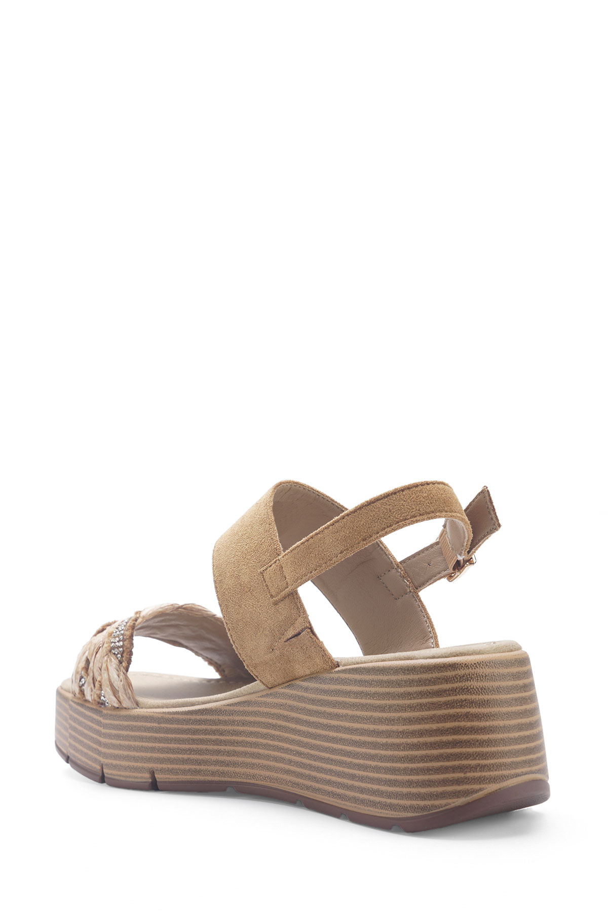 325099.Z 5FX Kahverengi Kadın Dolgu Topuk Sandalet - Görsel 4