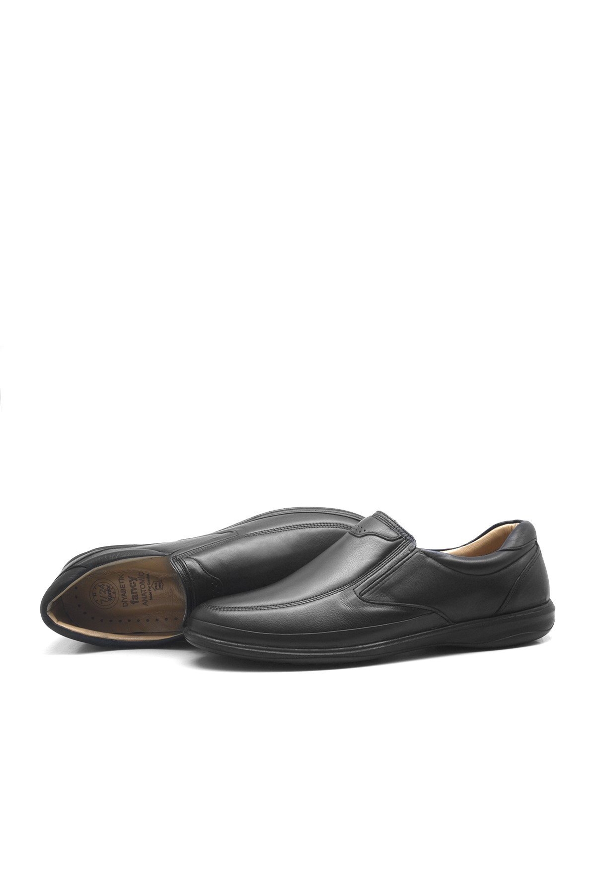 Siyah Deri Diyabetik Anatomik Büyük Numara Erkek Ayakkabı - Görsel 3