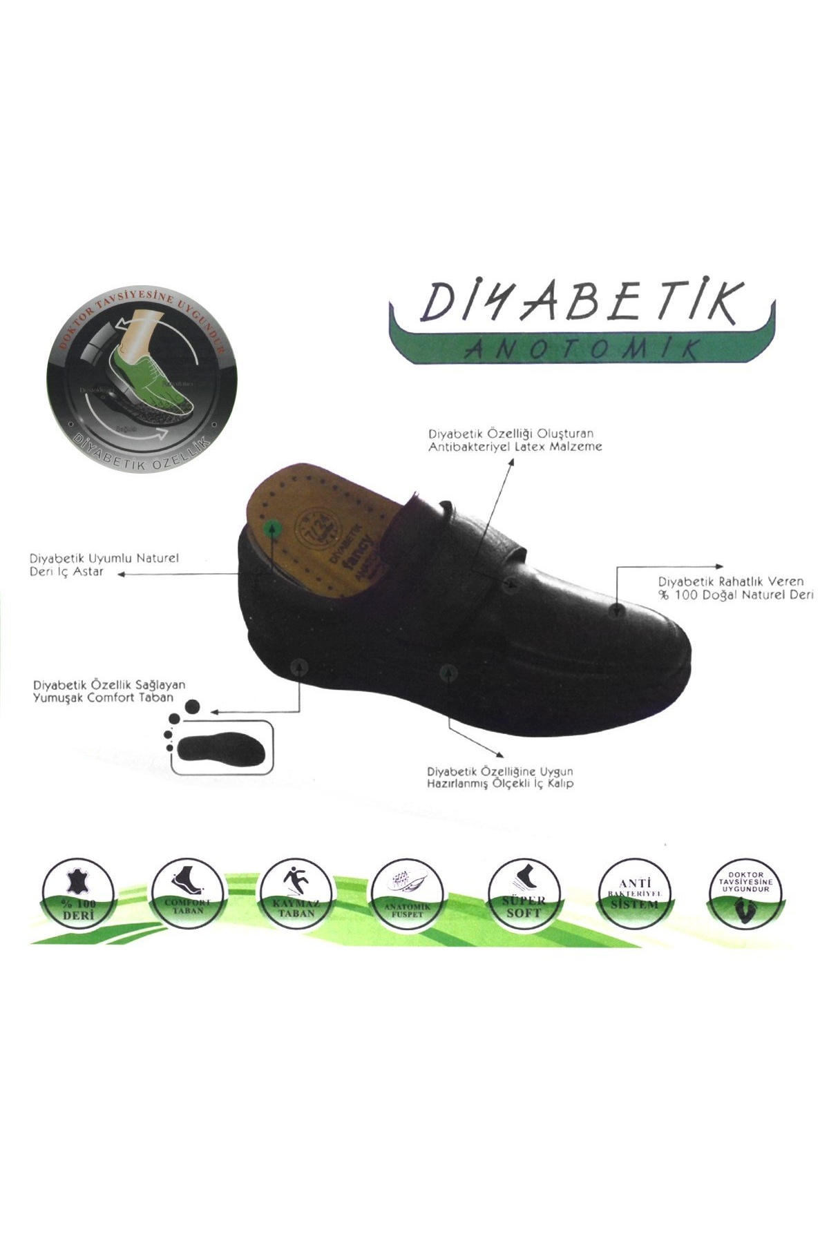 Deri Diyabetik Anatomik Büyük Numara Erkek Ayakkabı - Görsel 5