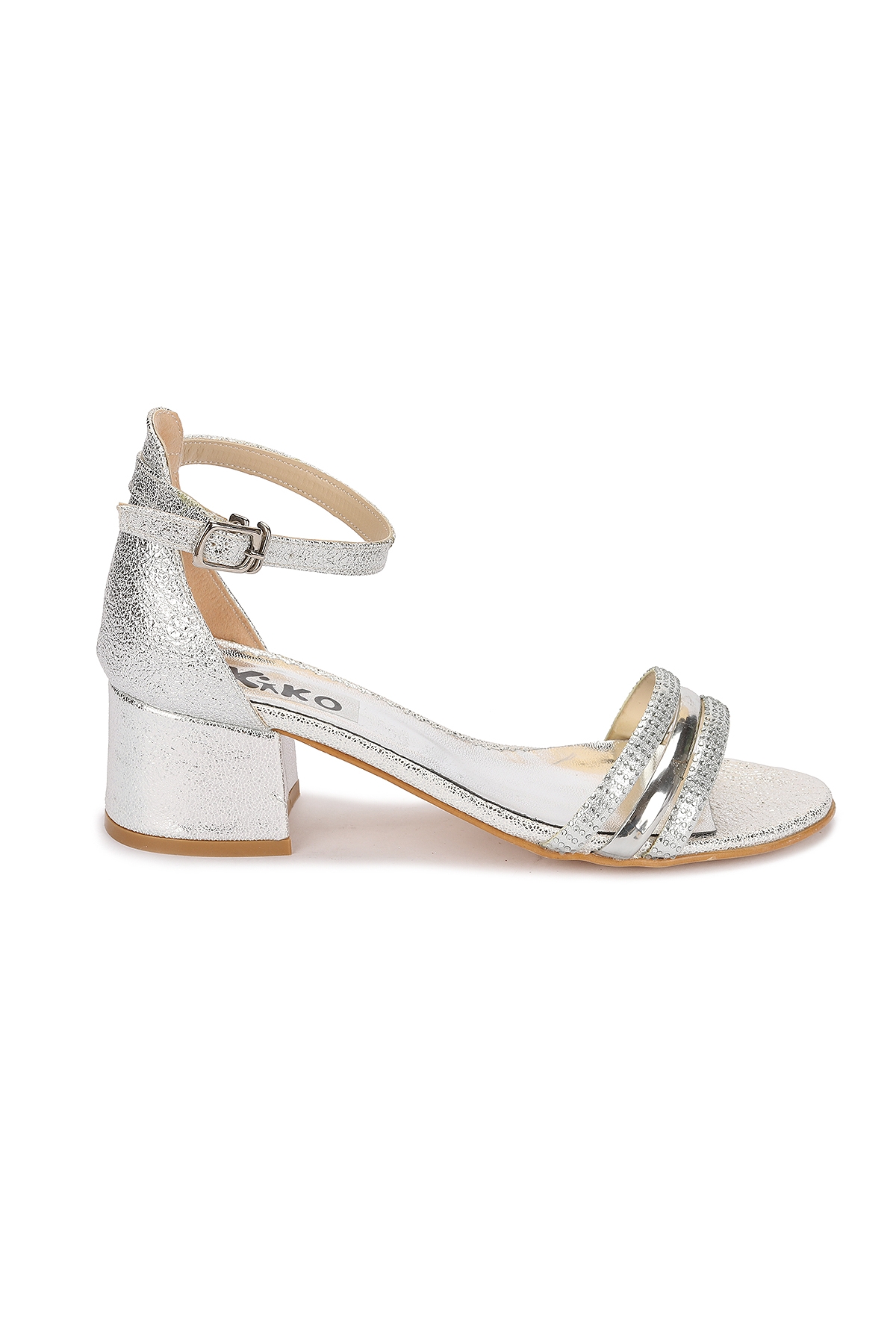 Helena Çatlak Günlük Kız Çocuk 3 Cm Topuklu Sandalet Abiye Ayakkabı Gümüş - Görsel 5