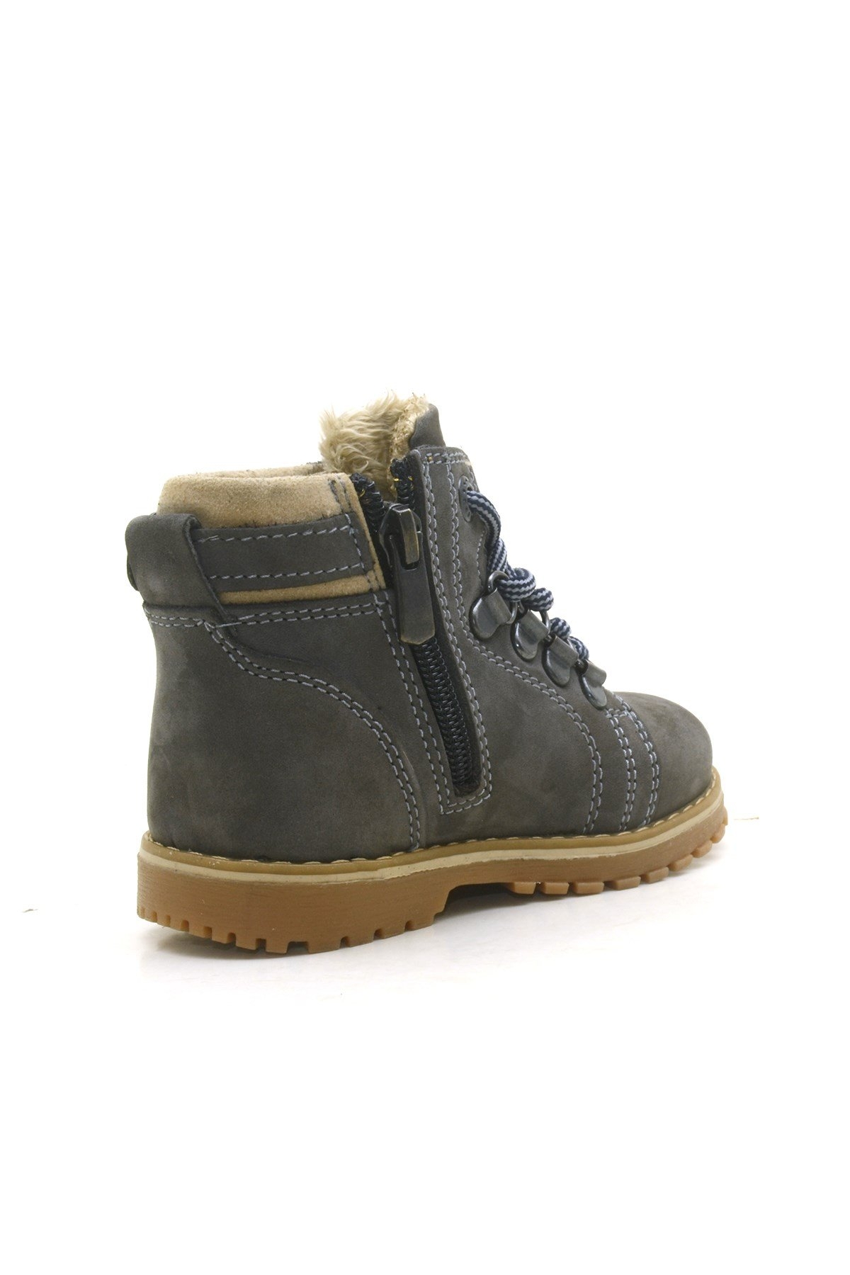 Griffon Hakiki Deri Gri Kürklü Bebek Bot - Görsel 4