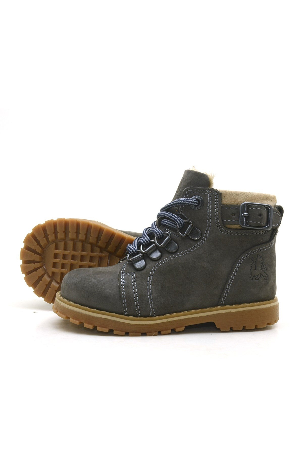 Griffon Hakiki Deri Gri Kürklü Bebek Bot - Görsel 6