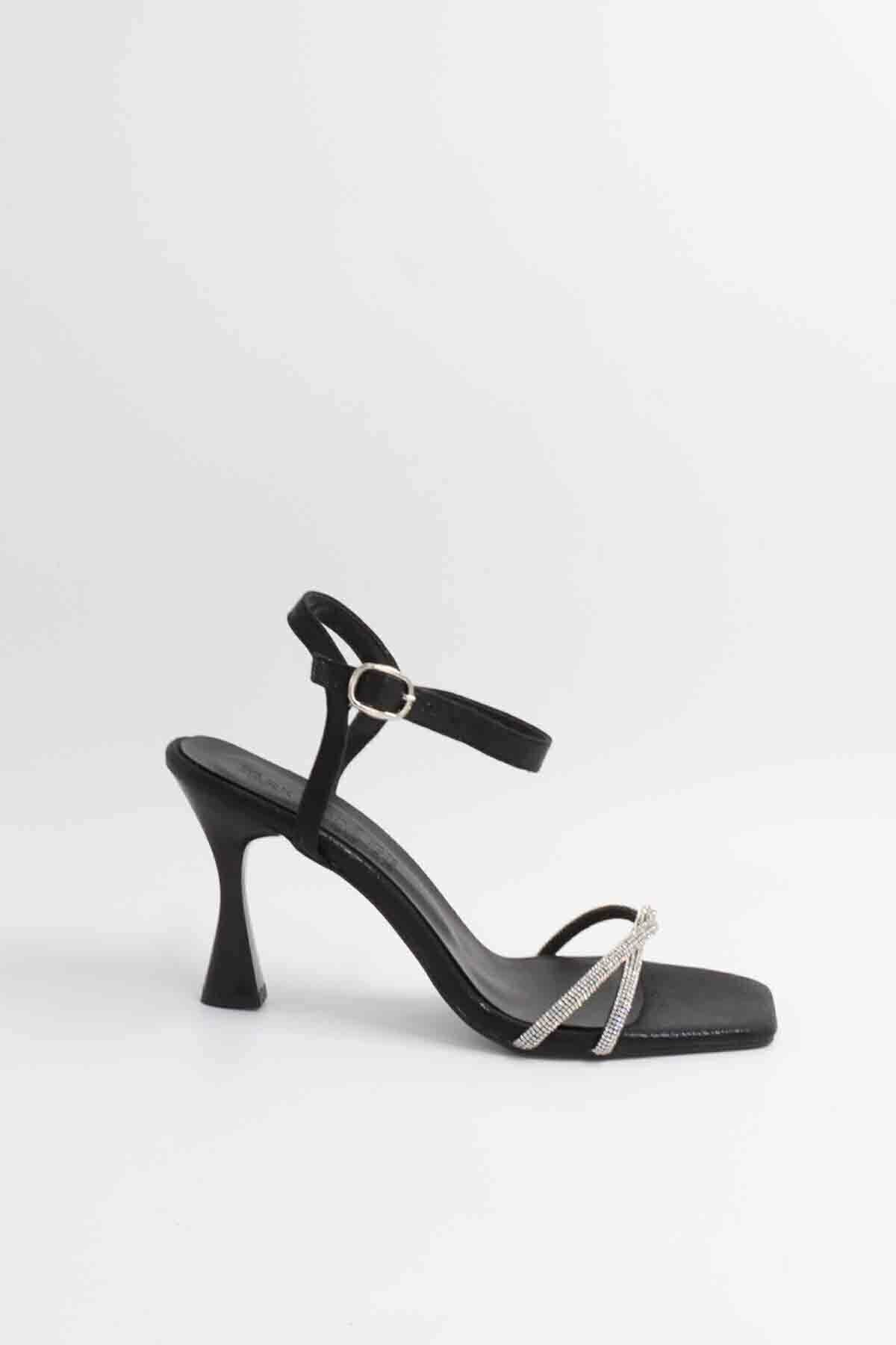 Kadeh Topuk Tek Bant Taşlı Abiye Kadın Topuklu Ayakkabı - Görsel 4