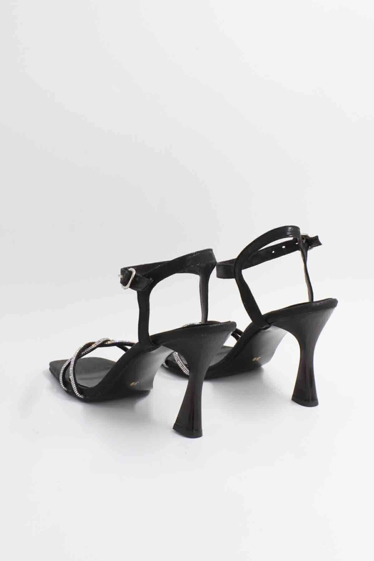 Kadeh Topuk Tek Bant Taşlı Abiye Kadın Topuklu Ayakkabı - Görsel 7