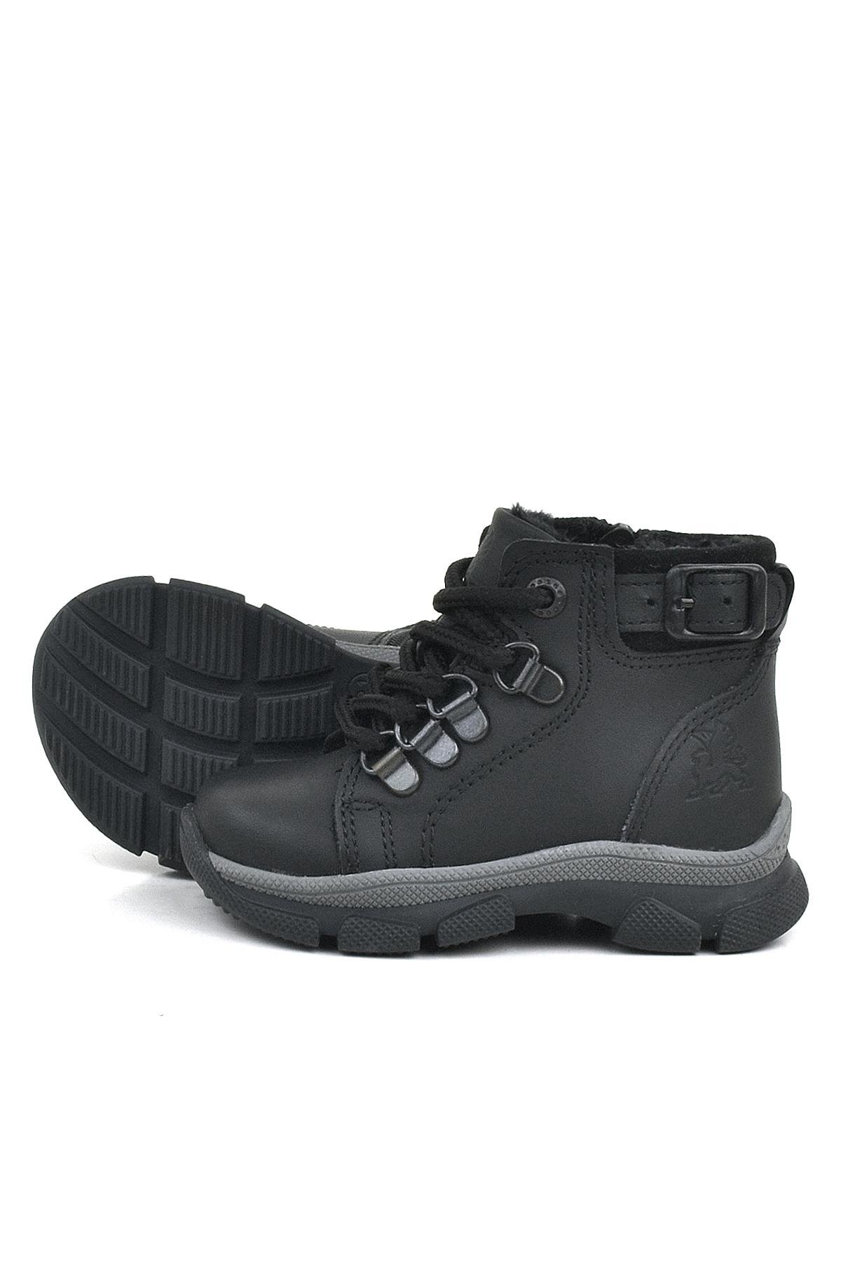 Hakiki Deri Siyah Kürklü Bebek Bot Ayakkabı - Görsel 6