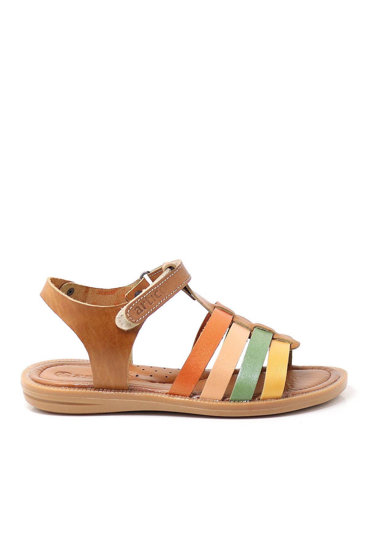 Artico Bellini Hakiki Deri Taba Vaketa Kız Çocuk Sandalet - Görsel 3