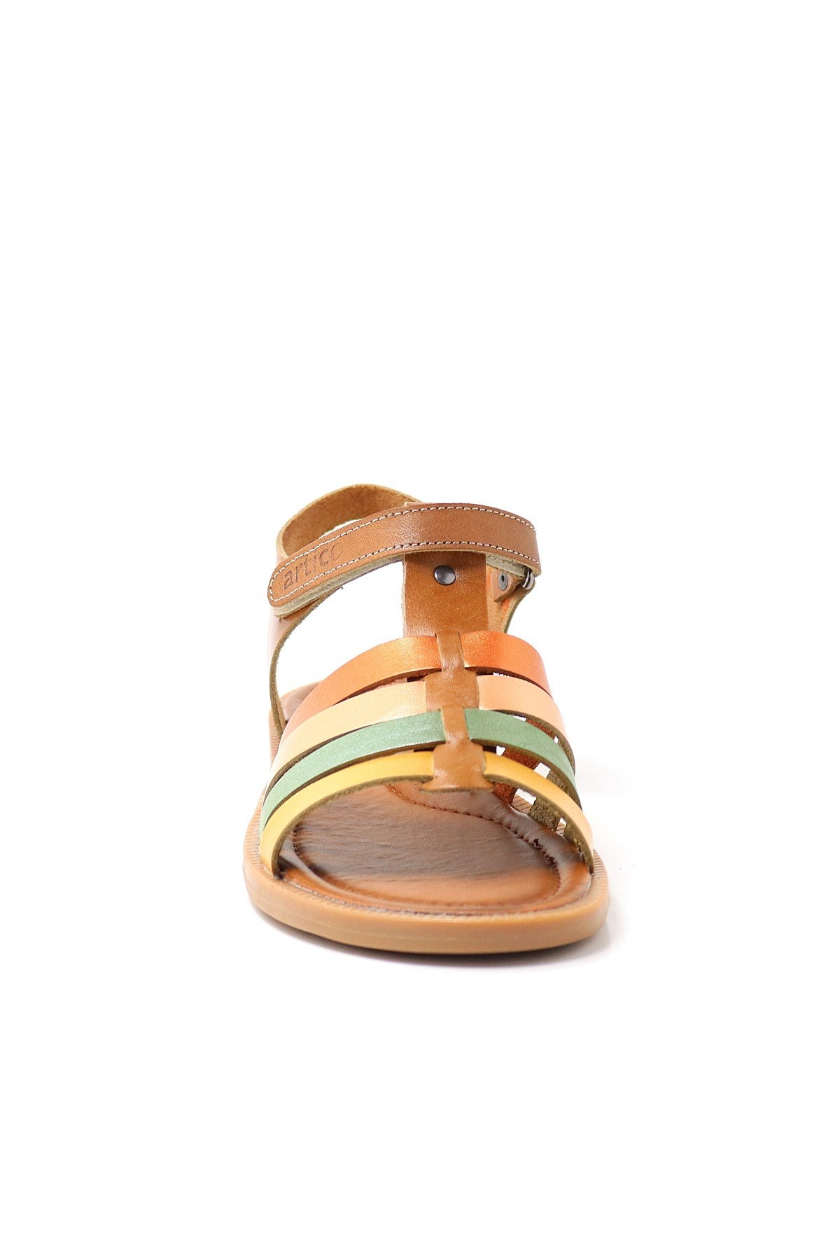 Artico Bellini Hakiki Deri Taba Vaketa Kız Çocuk Sandalet - Görsel 6