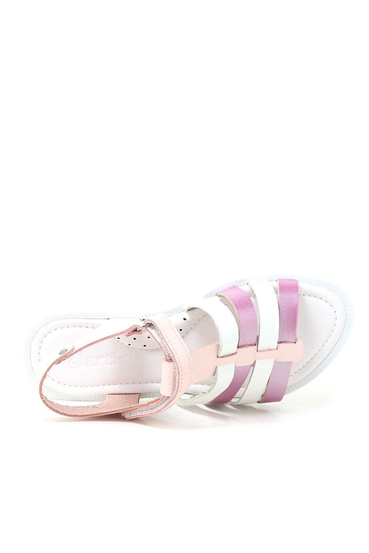 Artico Bellini Hakiki Deri Vaketa Pudra Pembe Kız Çocuk Sandalet - Görsel 7