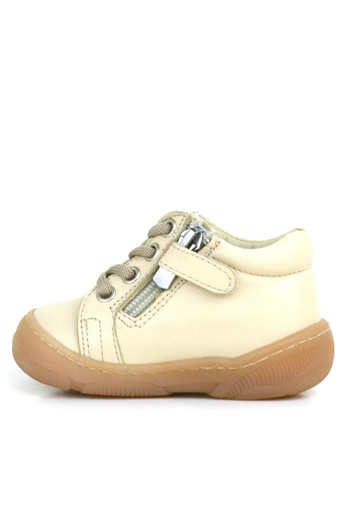 Anatomik Yumuşak Hakiki Deri Fermuarlı Bej Bebek Bot Ayakkabı - Görsel 5