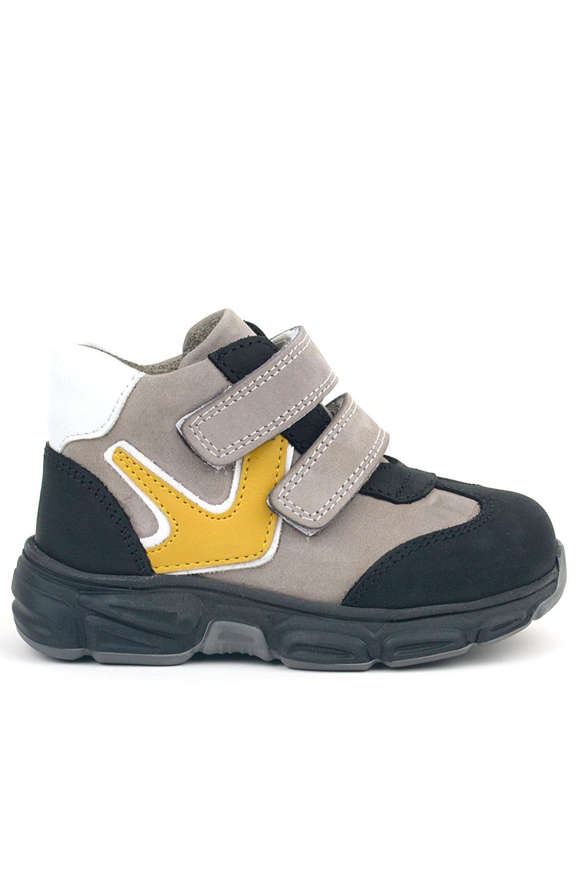 Hakiki Deri Gri Siyah Bebek Spor Bot Ayakkabı - Görsel 3