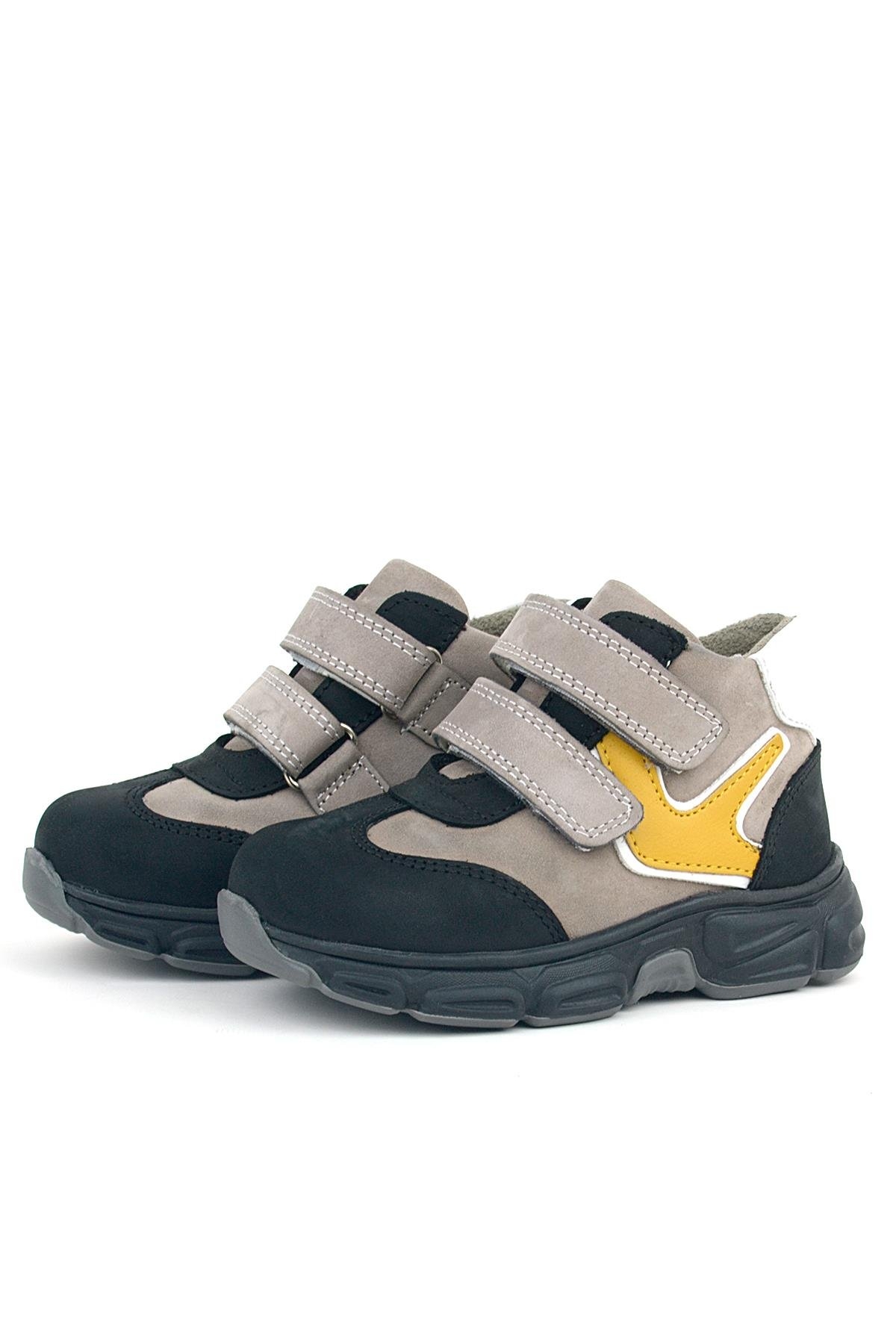 Hakiki Deri Gri Siyah Bebek Spor Bot Ayakkabı - Görsel 5