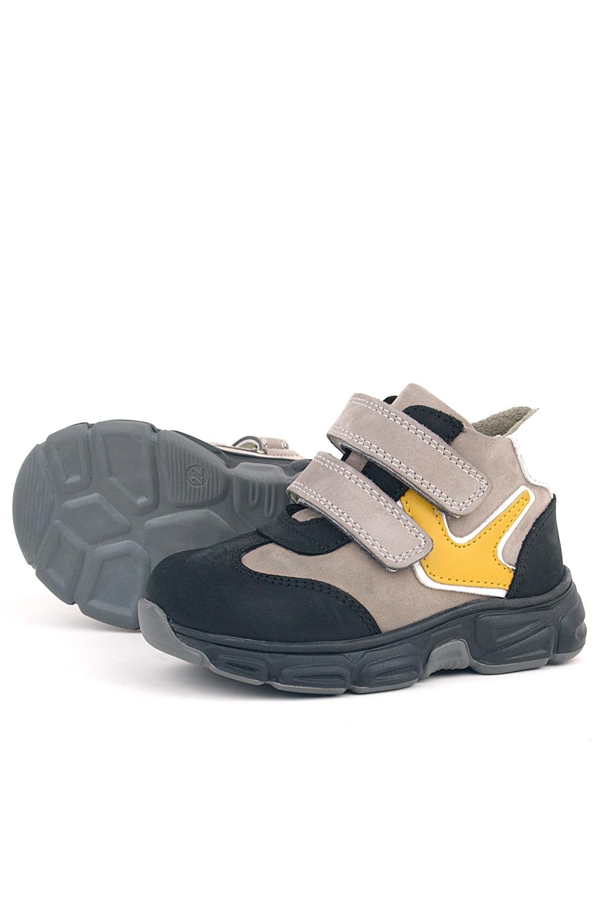 Hakiki Deri Gri Siyah Bebek Spor Bot Ayakkabı - Görsel 6