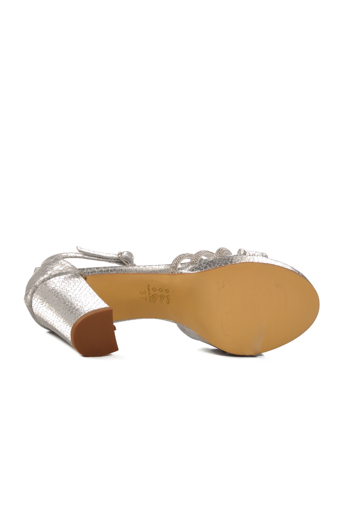 Gümüş Kadın Topuklu Abiye Ayakkabı 655386 Z - Görsel 6