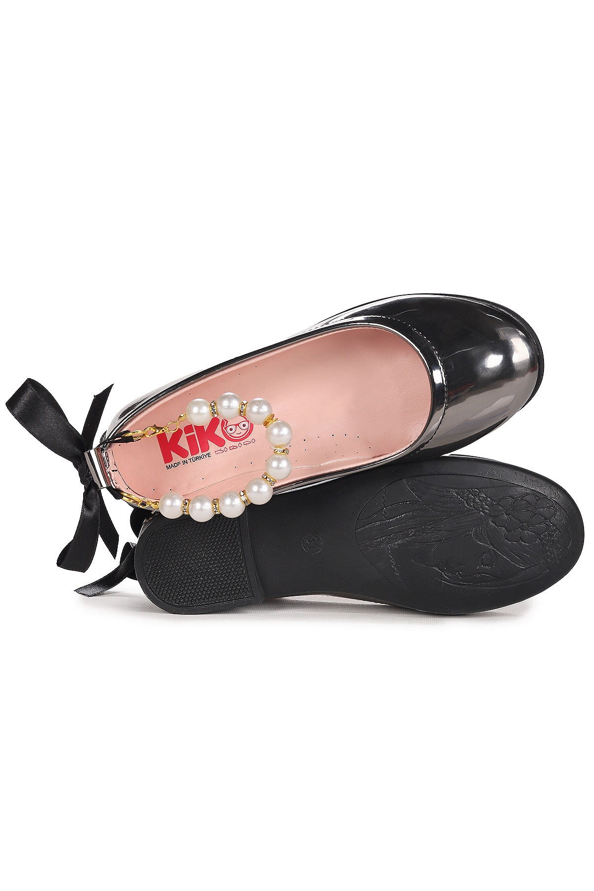 Blanch Ayna İncili Lastikli Kız Çocuk Babet Ayakkabı Platin - Görsel 6