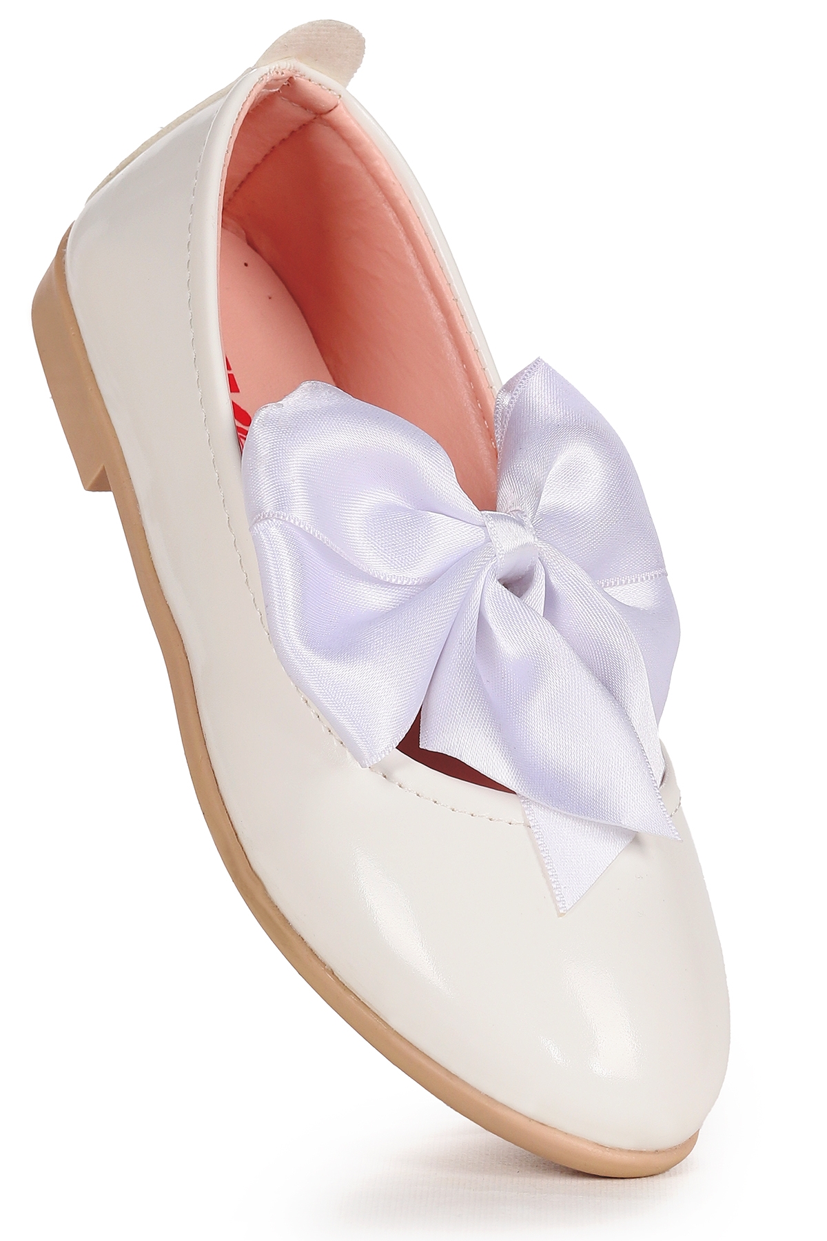 Tari Rugan Fiyonk Lastikli Kız Çocuk Babet Ayakkabı Beyaz - Görsel 4