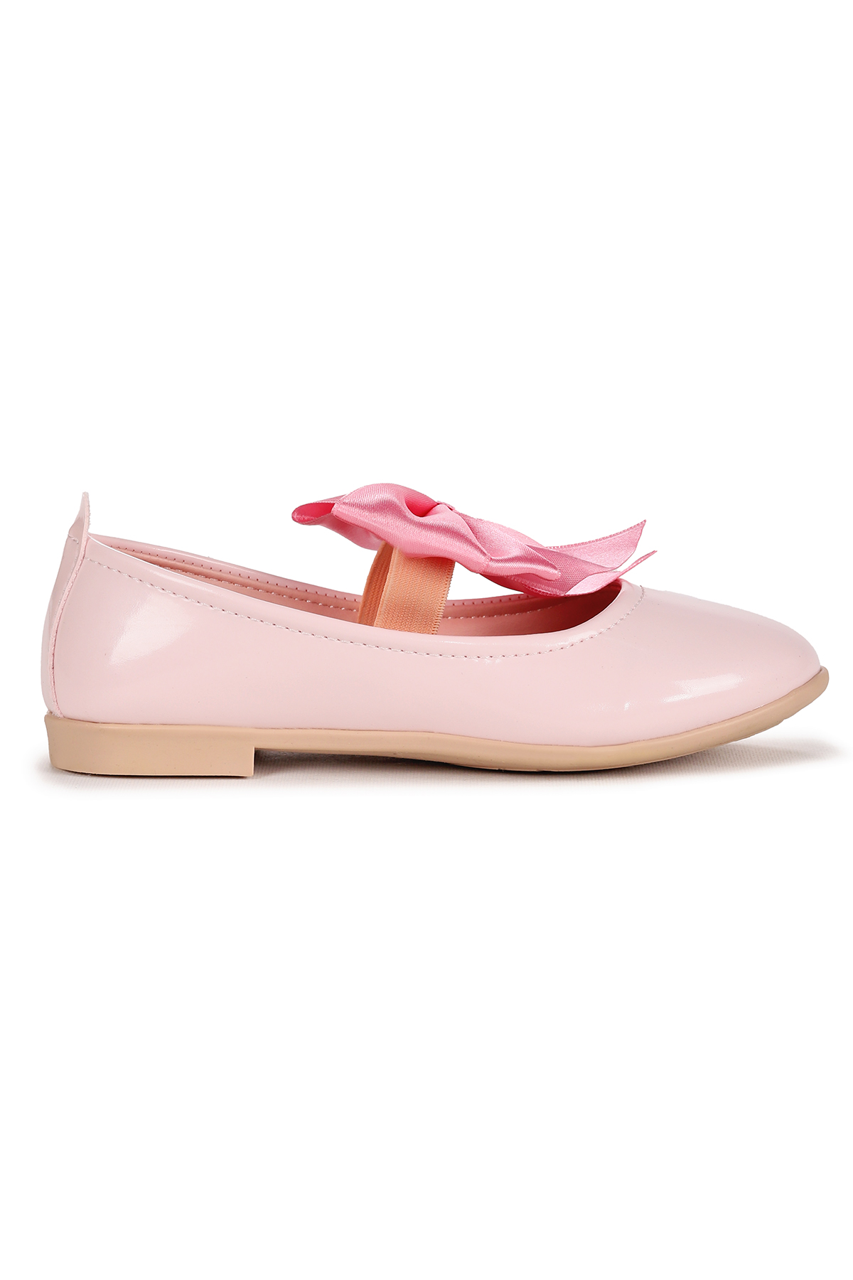 Tari Rugan Fiyonk Lastikli Kız Çocuk Babet Ayakkabı Pudra - Görsel 5