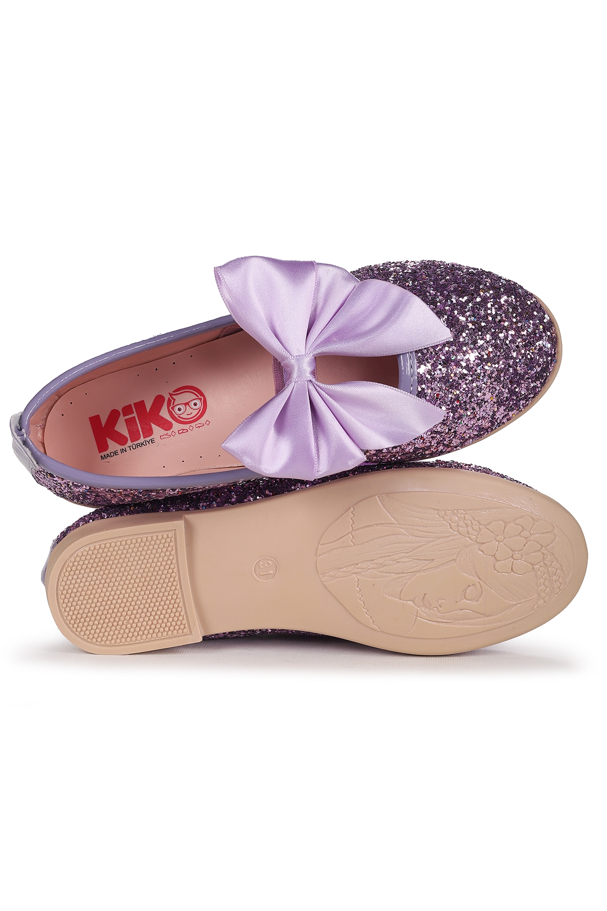 Tari Cam Kırığı Fiyonk Lastikli Kız Çocuk Babet Ayakkabı Lila - Görsel 6
