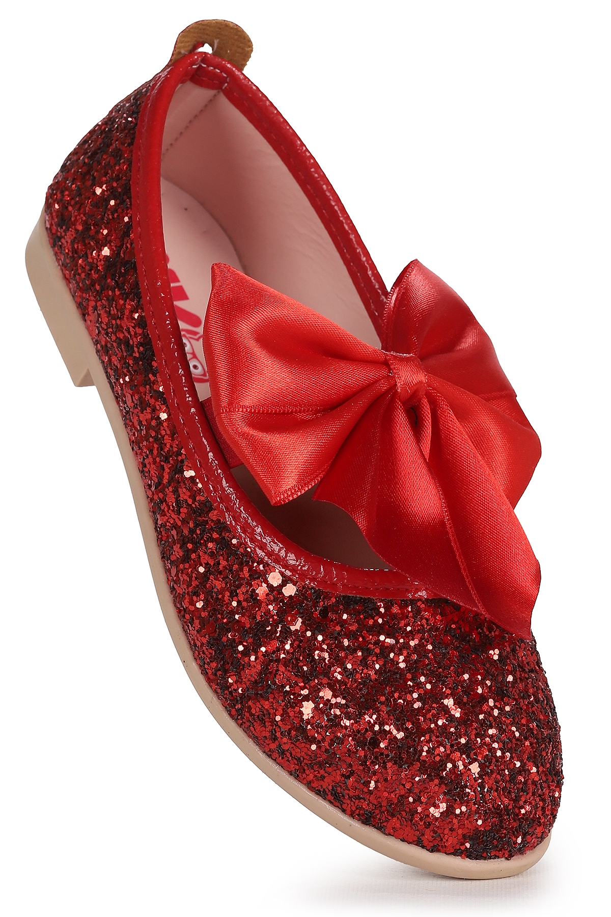 Tari Cam Kırığı Fiyonk Lastikli Kız Çocuk Babet Ayakkabı Kırmızı - Görsel 4