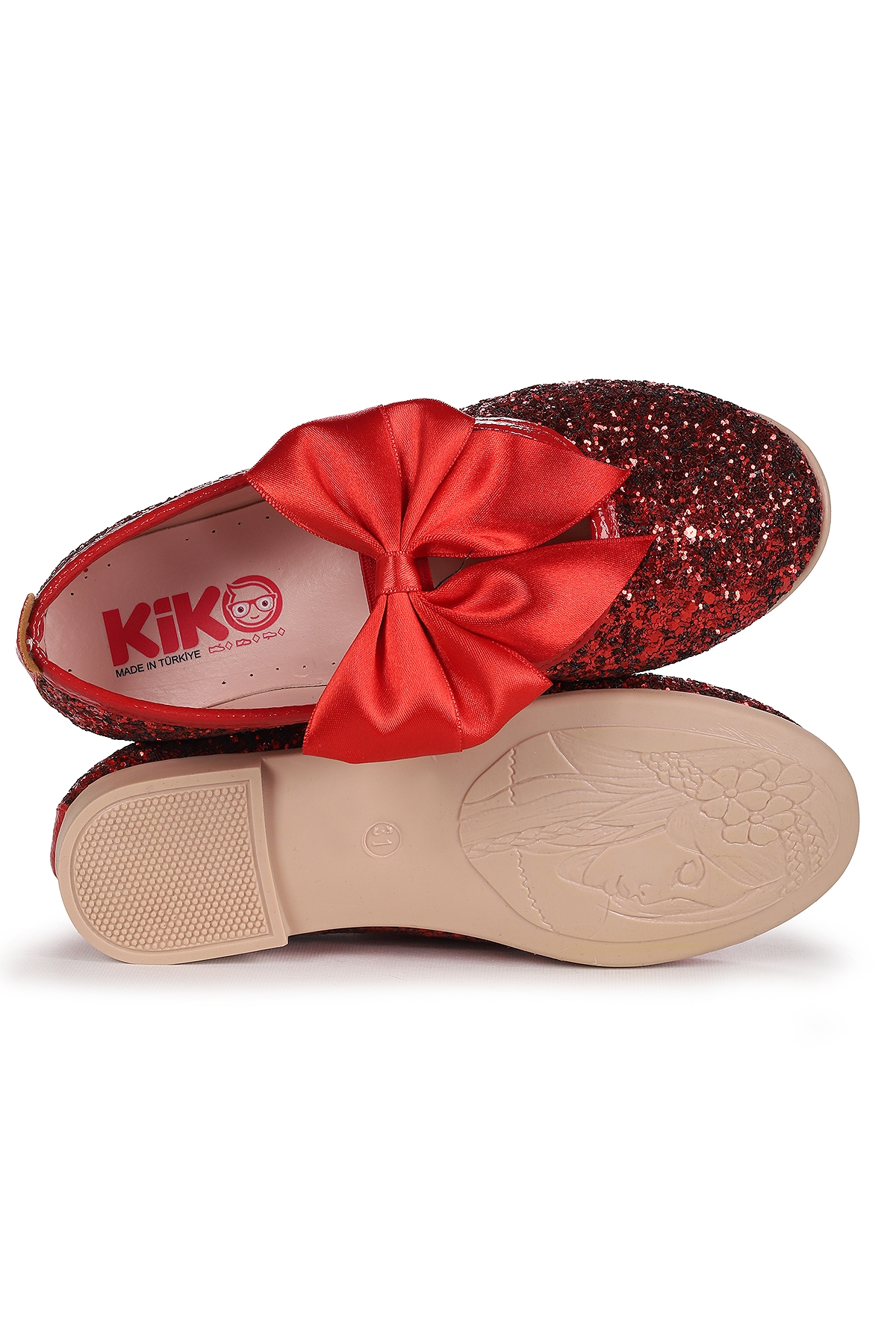 Tari Cam Kırığı Fiyonk Lastikli Kız Çocuk Babet Ayakkabı Kırmızı - Görsel 6