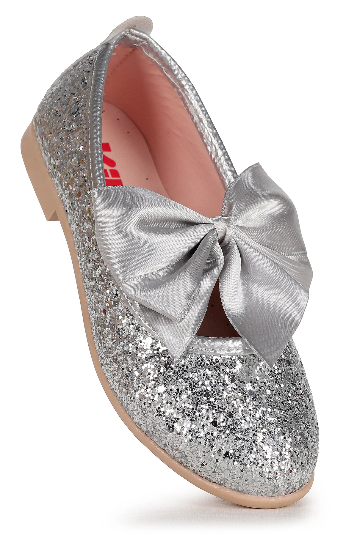 Tari Cam Kırığı Fiyonk Lastikli Kız Çocuk Babet Ayakkabı Gümüş - Görsel 4