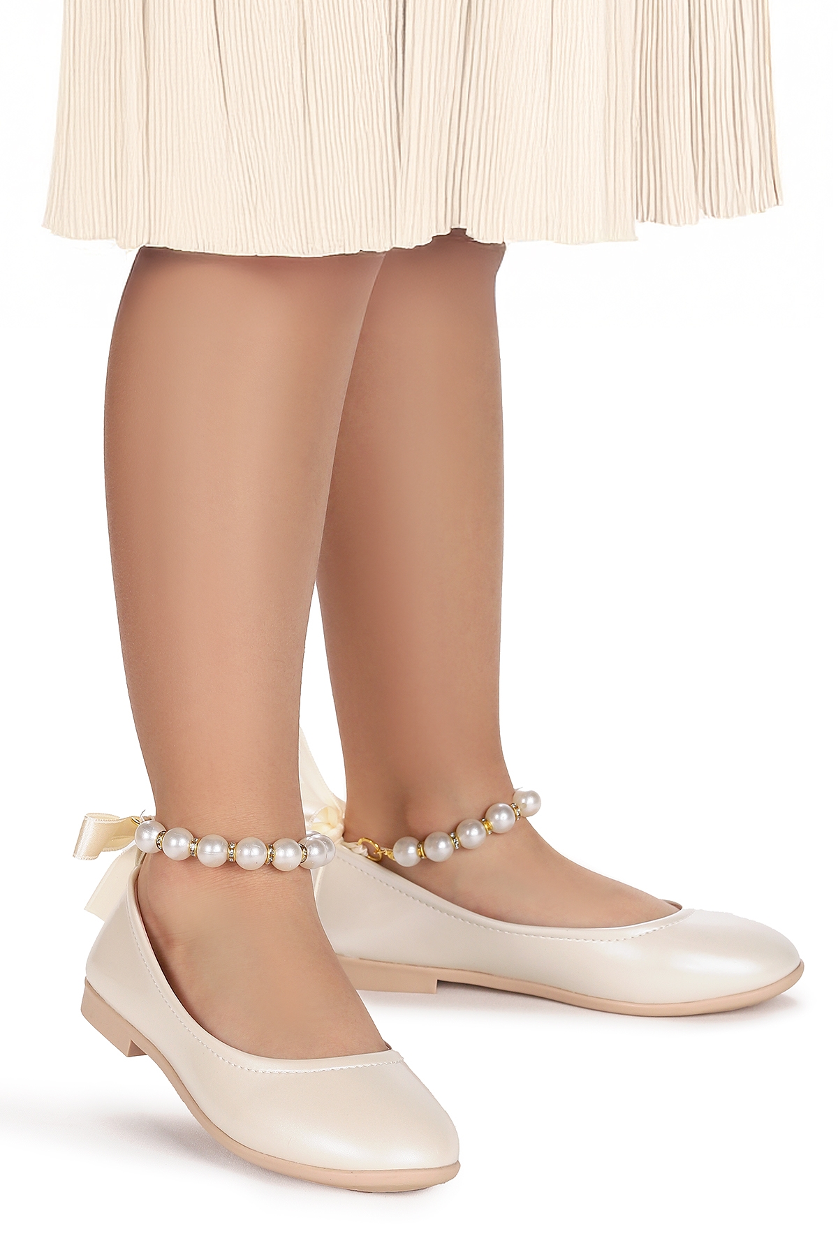 Kiko Kids Kiko Kids Beyaz Blanch İncili Lastikli Kız Çocuk Babet Ayakkabı Sedef | Flo Beyaz - 2. görsel