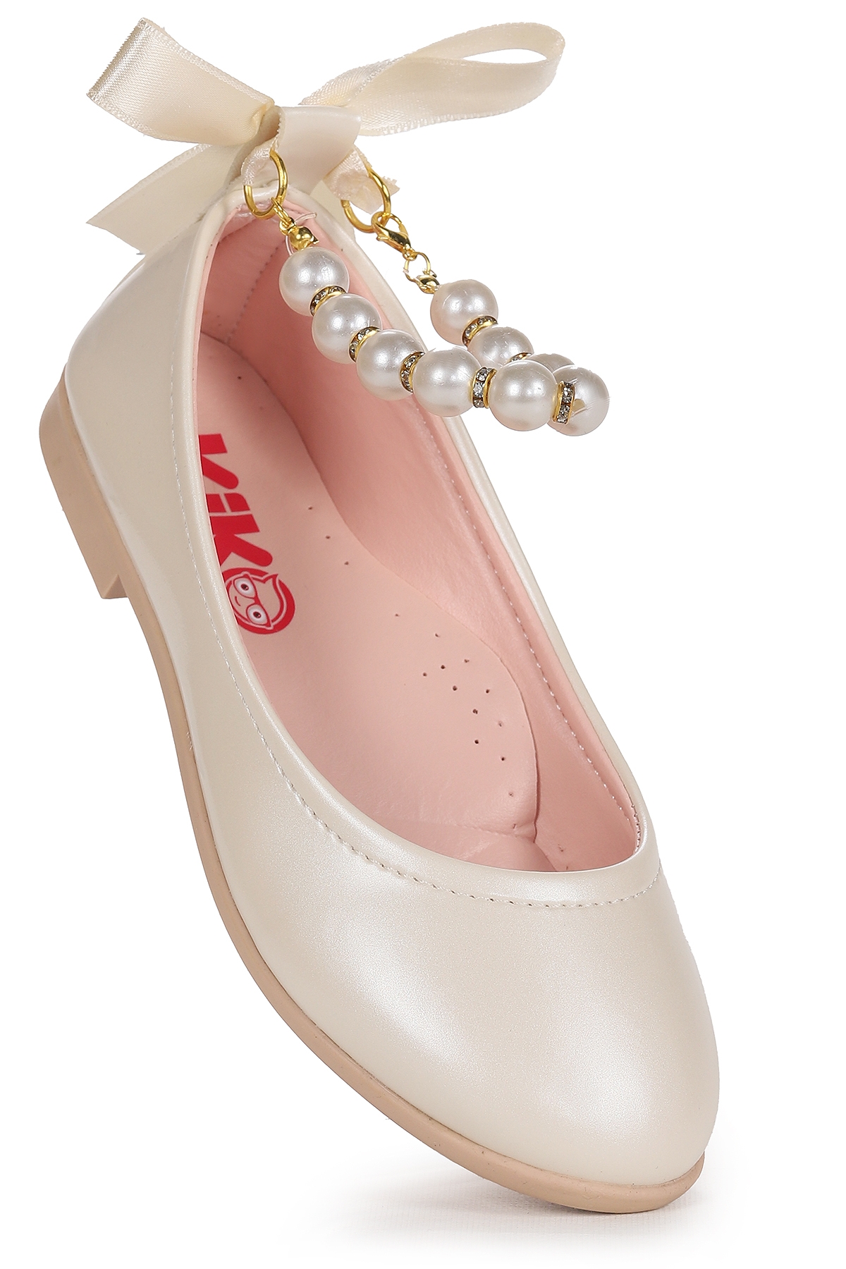 Kiko Kids Kiko Kids Beyaz Blanch İncili Lastikli Kız Çocuk Babet Ayakkabı Sedef | Flo Beyaz - 4. görsel