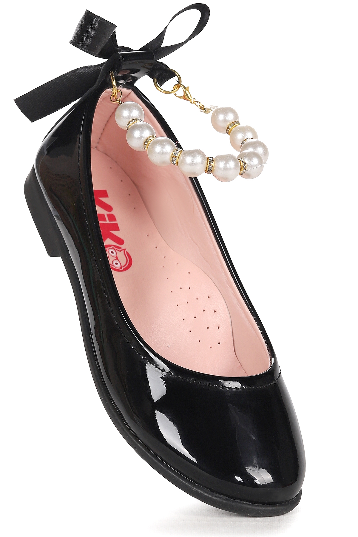 Blanch Rugan İncili Lastikli Kız Çocuk Babet Ayakkabı Siyah - Görsel 4