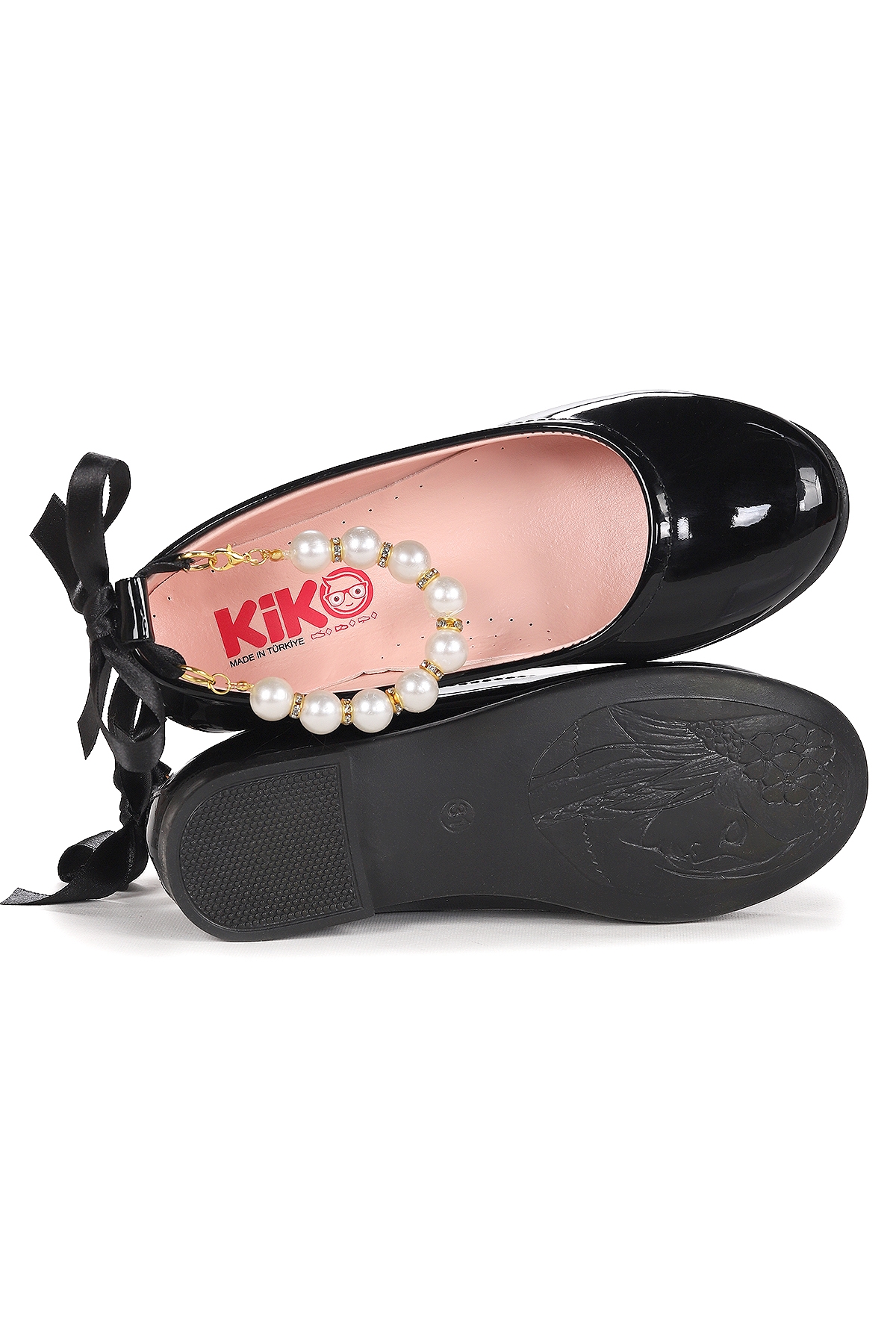 Blanch Rugan İncili Lastikli Kız Çocuk Babet Ayakkabı Siyah - Görsel 6