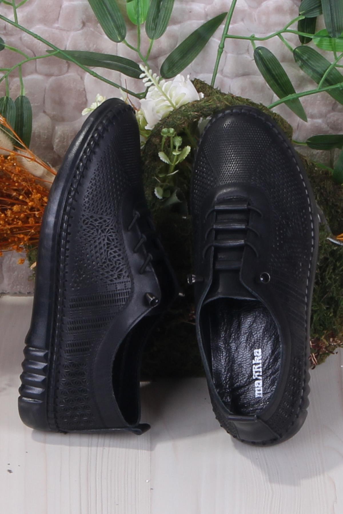 4243 Yumuşak Rahat Esnek Lastik Bağcıklı Hakiki Deri Kadın Ayakkabı - Görsel 6