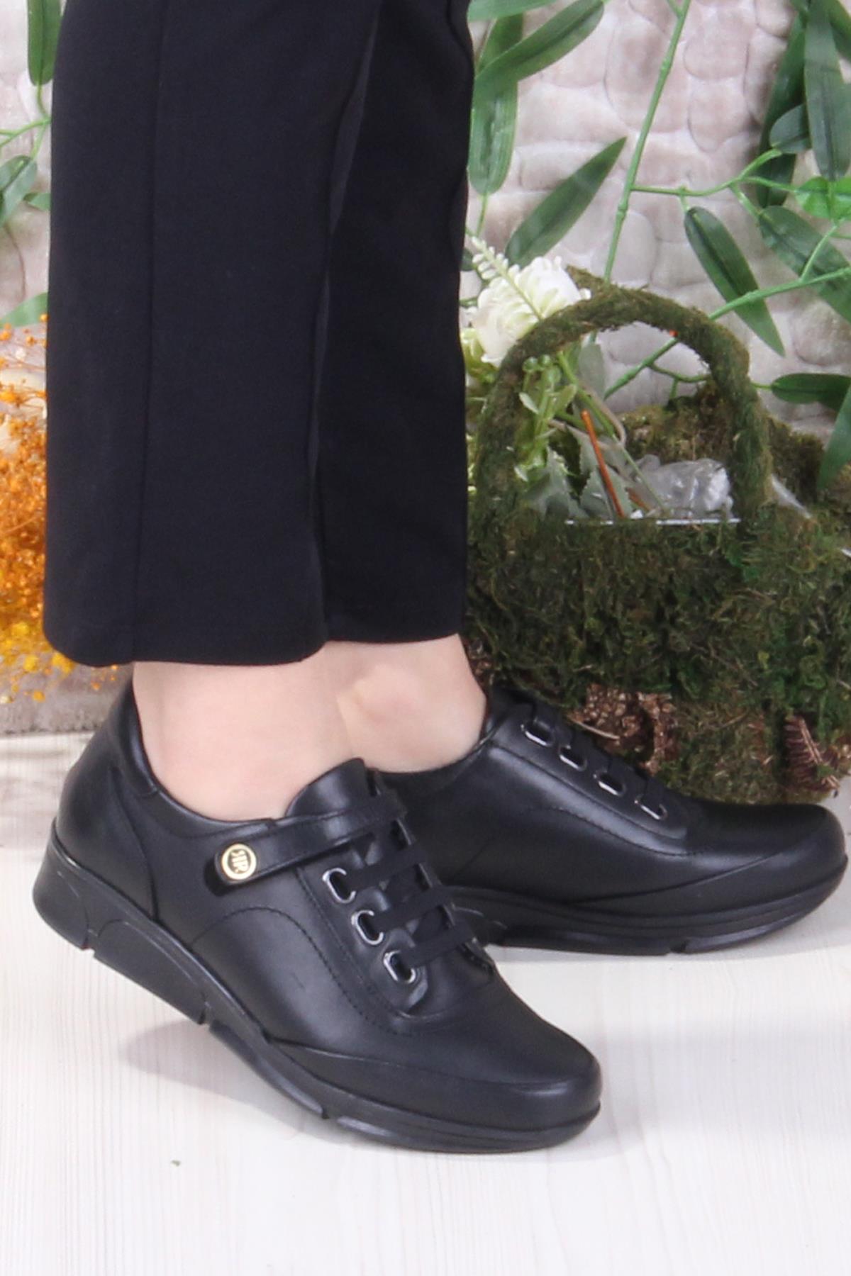 4213 Rahat Esnek Cırtlı Hakiki Deri Kadın Ayakkabı - Görsel 2