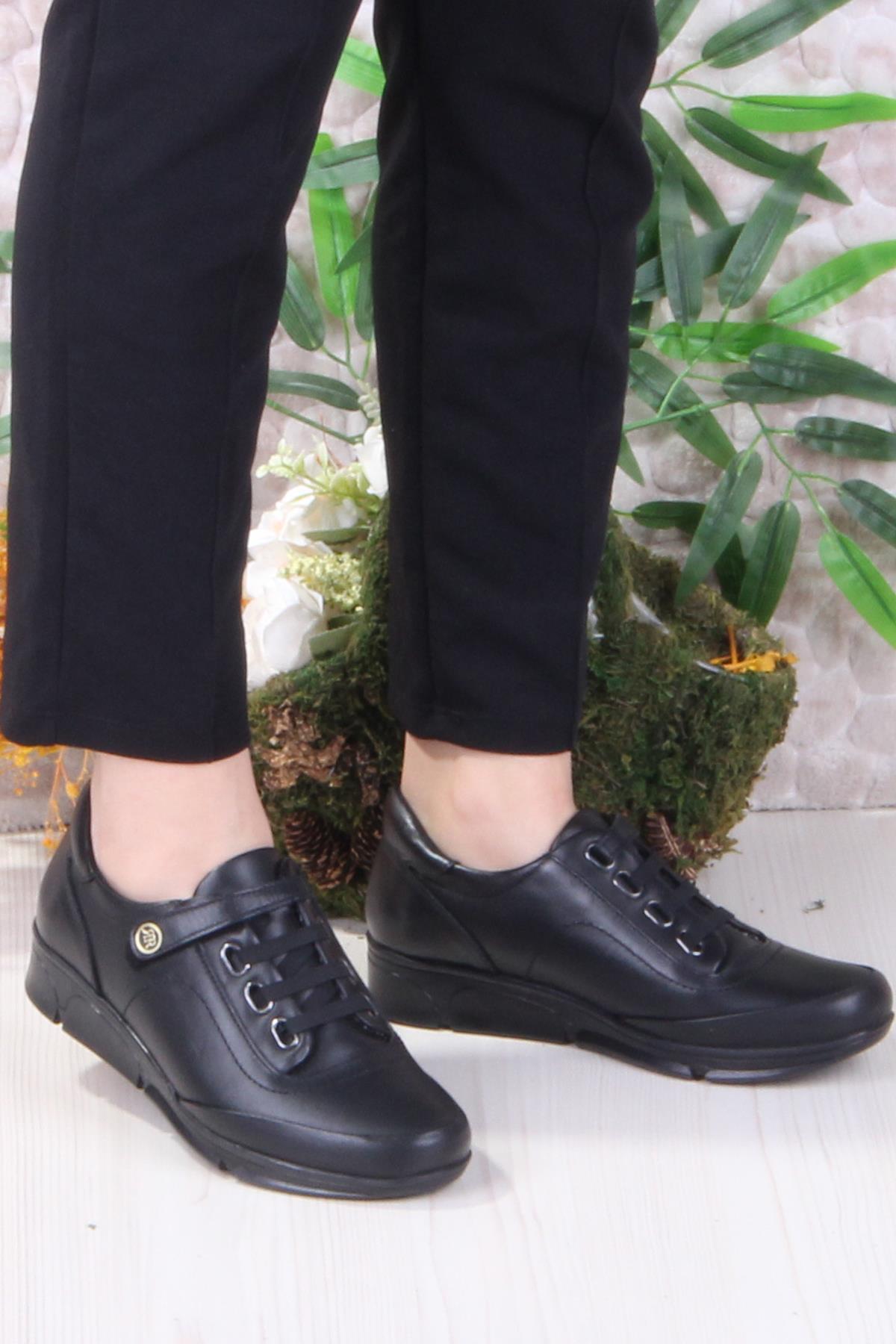 4213 Rahat Esnek Cırtlı Hakiki Deri Kadın Ayakkabı - Görsel 3