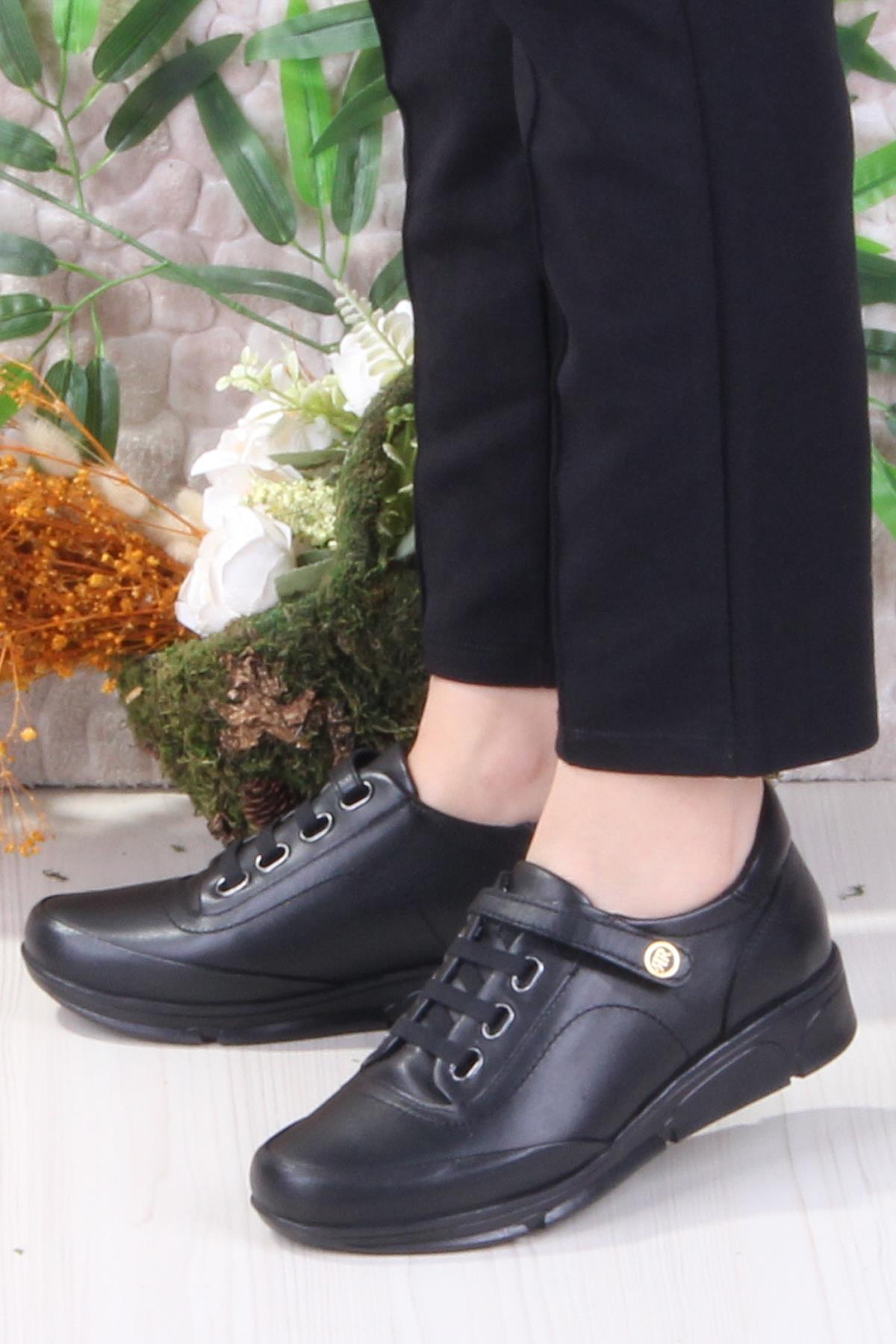 4213 Rahat Esnek Cırtlı Hakiki Deri Kadın Ayakkabı - Görsel 4