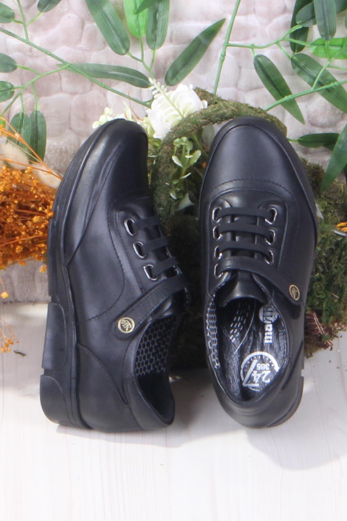 4213 Rahat Esnek Cırtlı Hakiki Deri Kadın Ayakkabı - Görsel 6